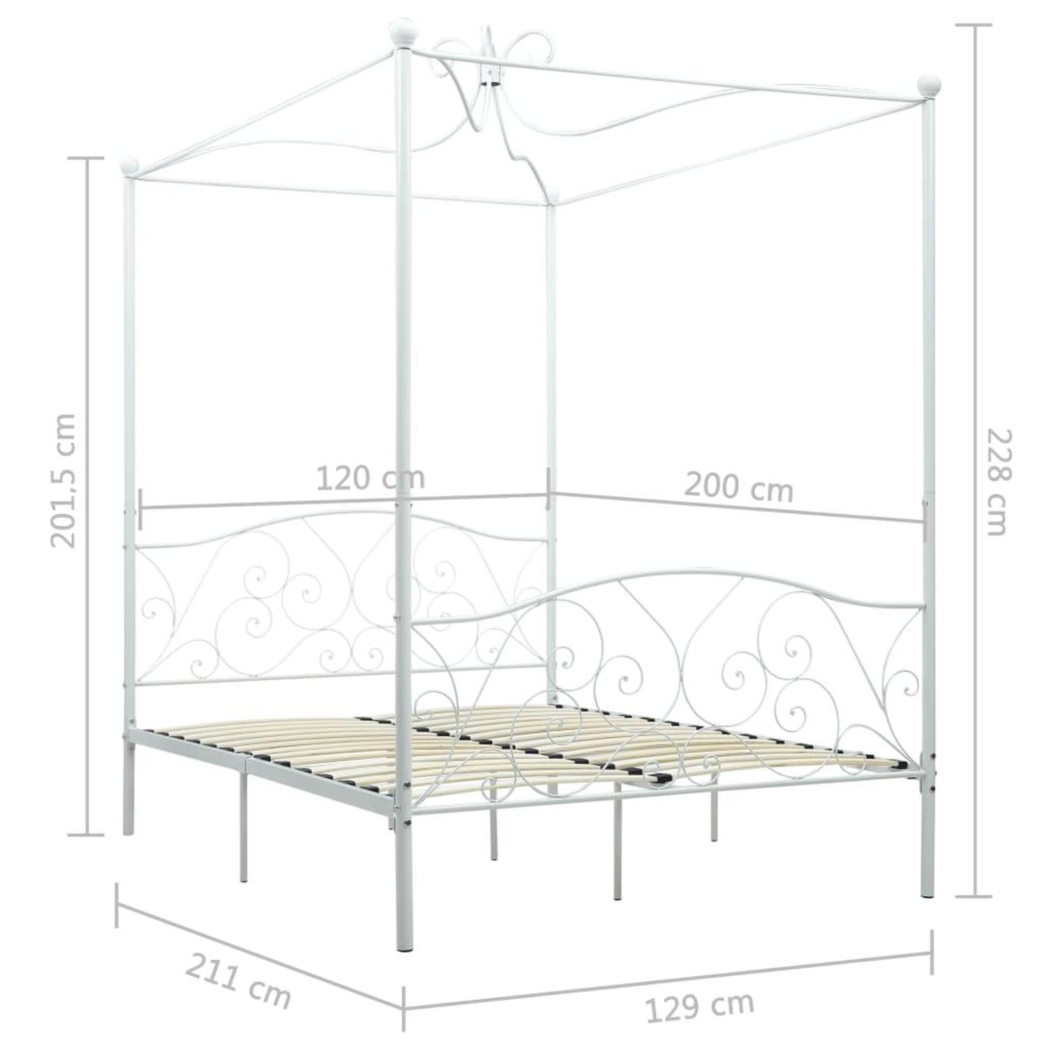 Voir la diapositive 5 : VIDAXL Cadre de lit a baldaquin Blanc Metal 120 x 200 cm