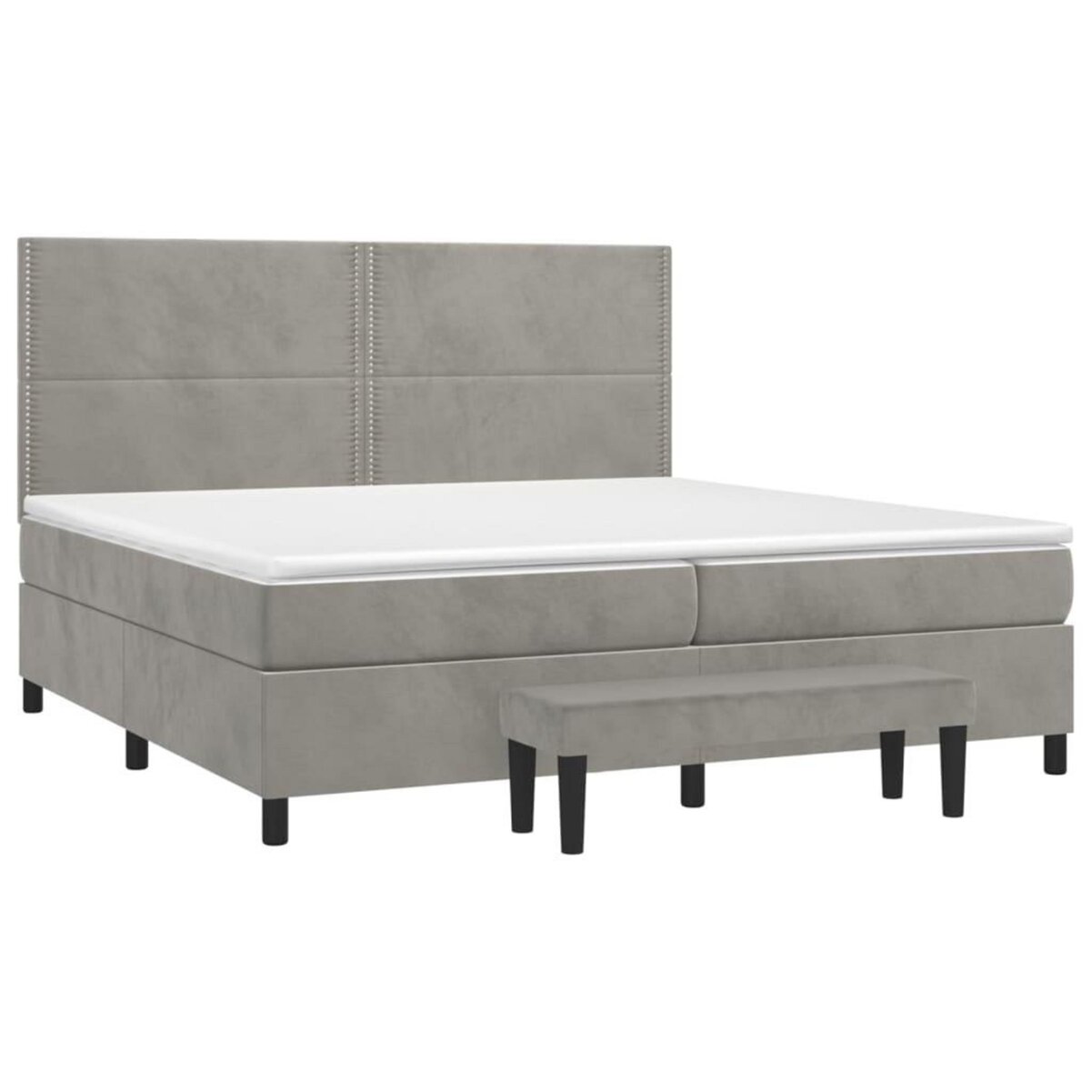 VIDAXL Sommier a lattes de lit et matelas Gris clair 200x200cm Velours