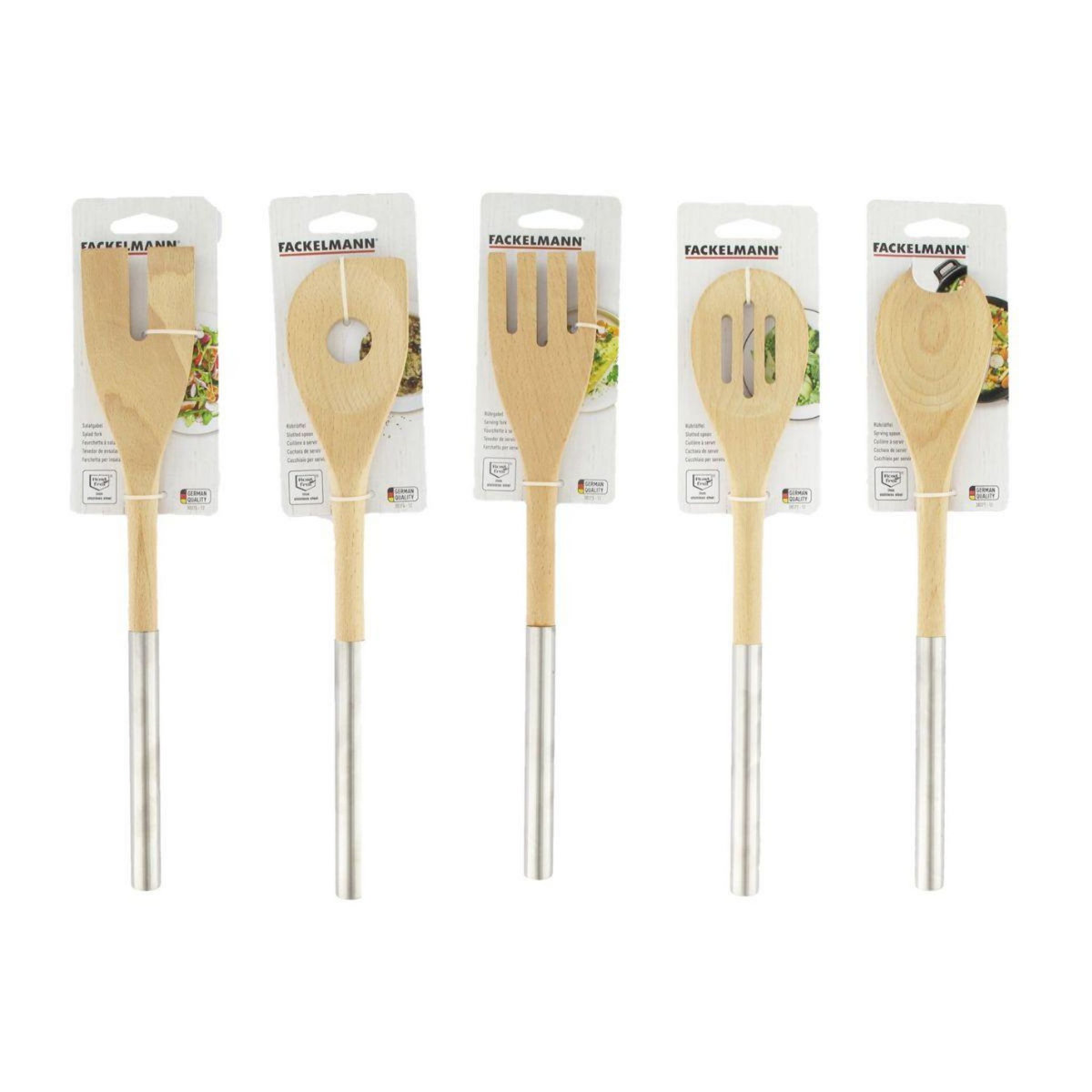 Fackelmann Ensemble de 5 couverts en bois et inox Fackelmann Boissellerie