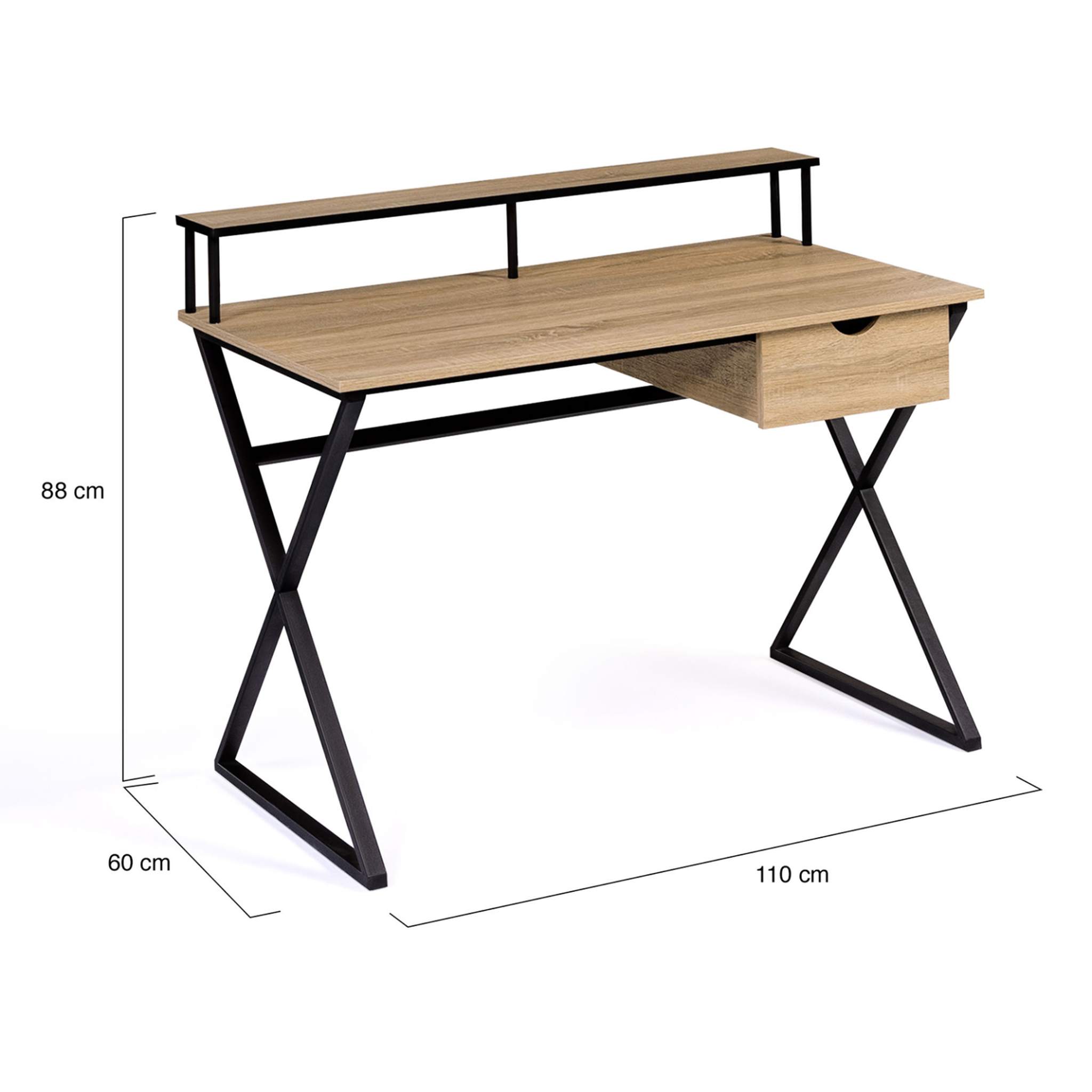 Voir la diapositive 6 : ID MARKET Bureau 1 tiroir enzo pieds croisés design industriel