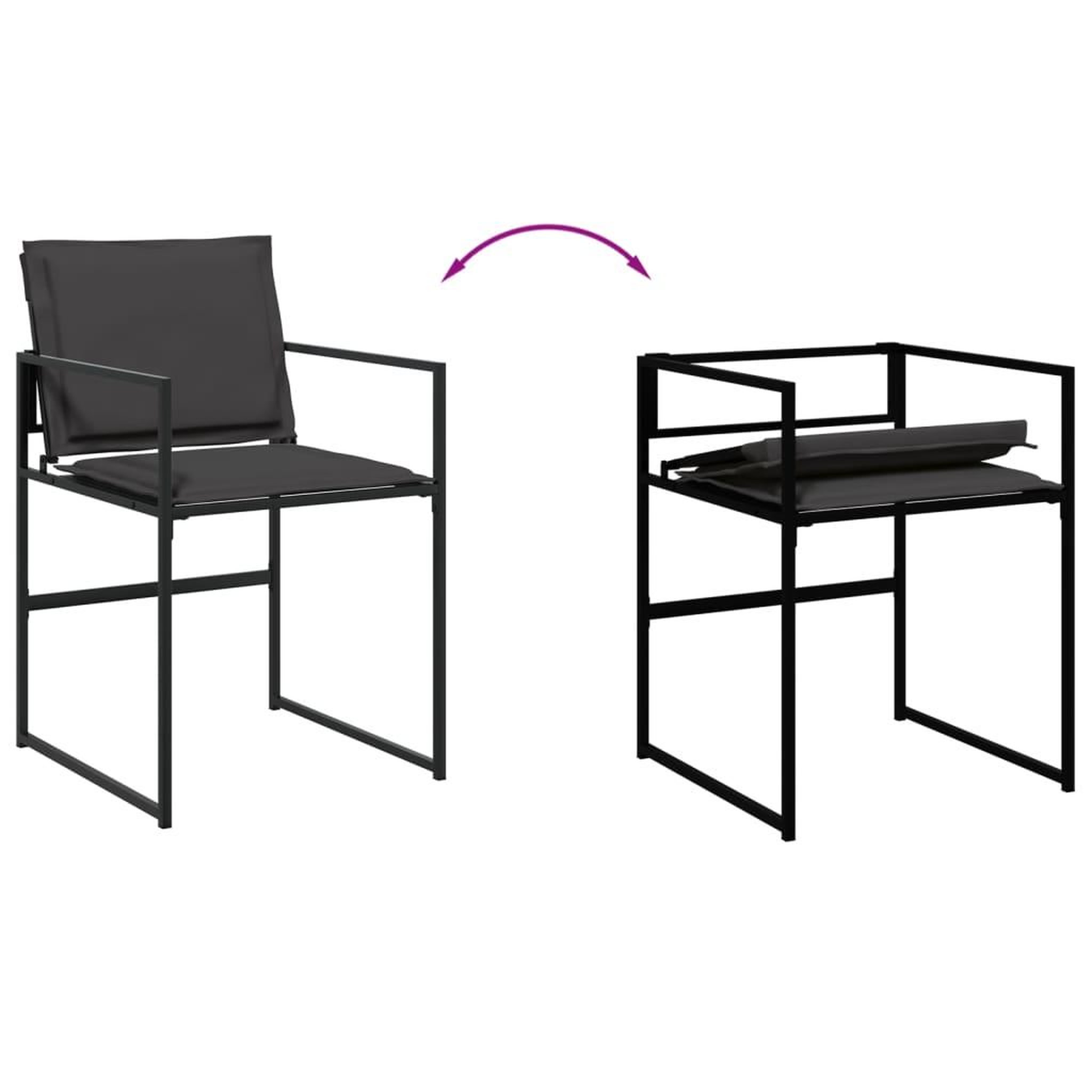 Voir la diapositive 5 : VIDAXL Ensemble a manger de jardin avec coussins 9 pcs noir textilene