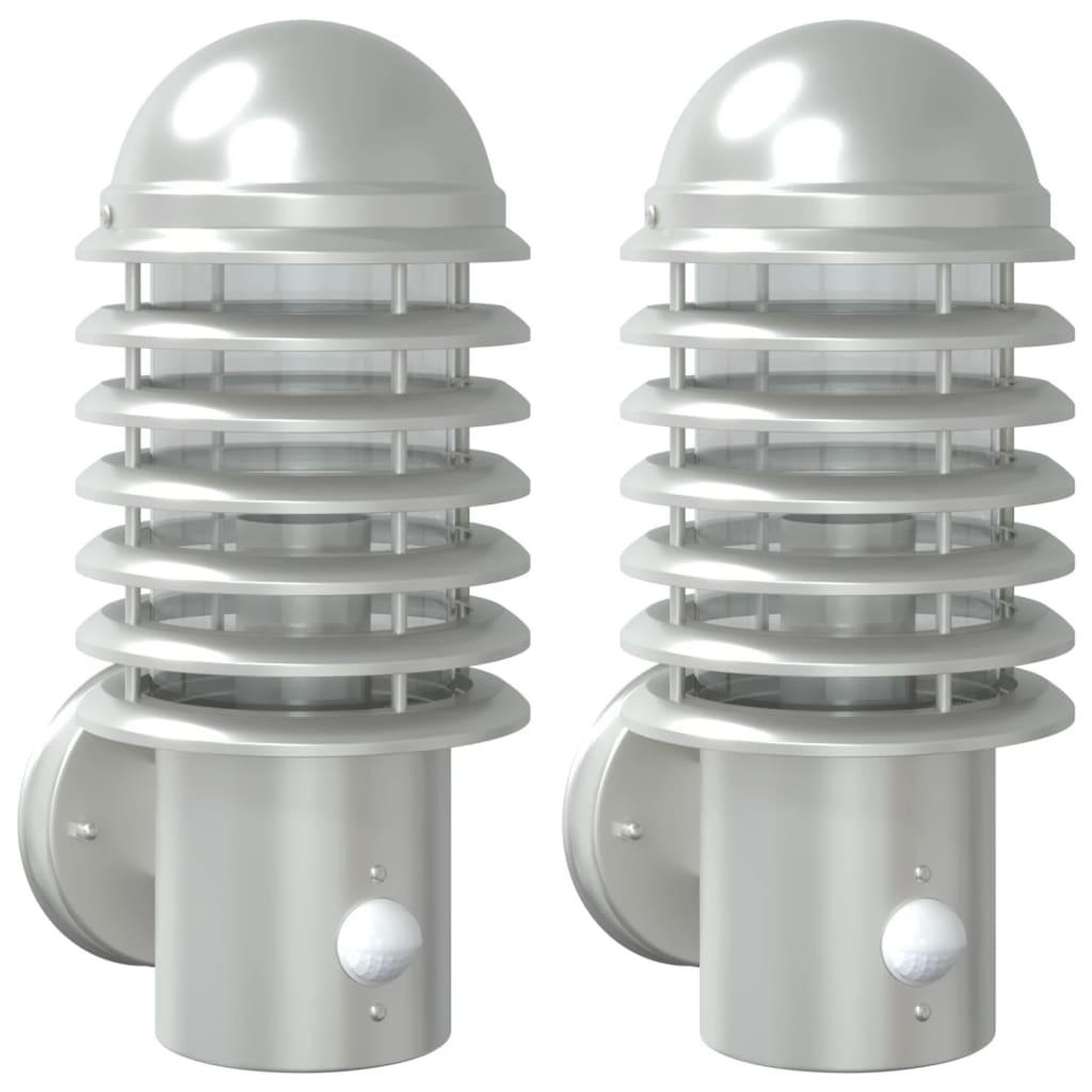 Voir la diapositive 2 : VIDAXL Appliques murales d'exterieur et capteurs 2pcs acier inoxydable
