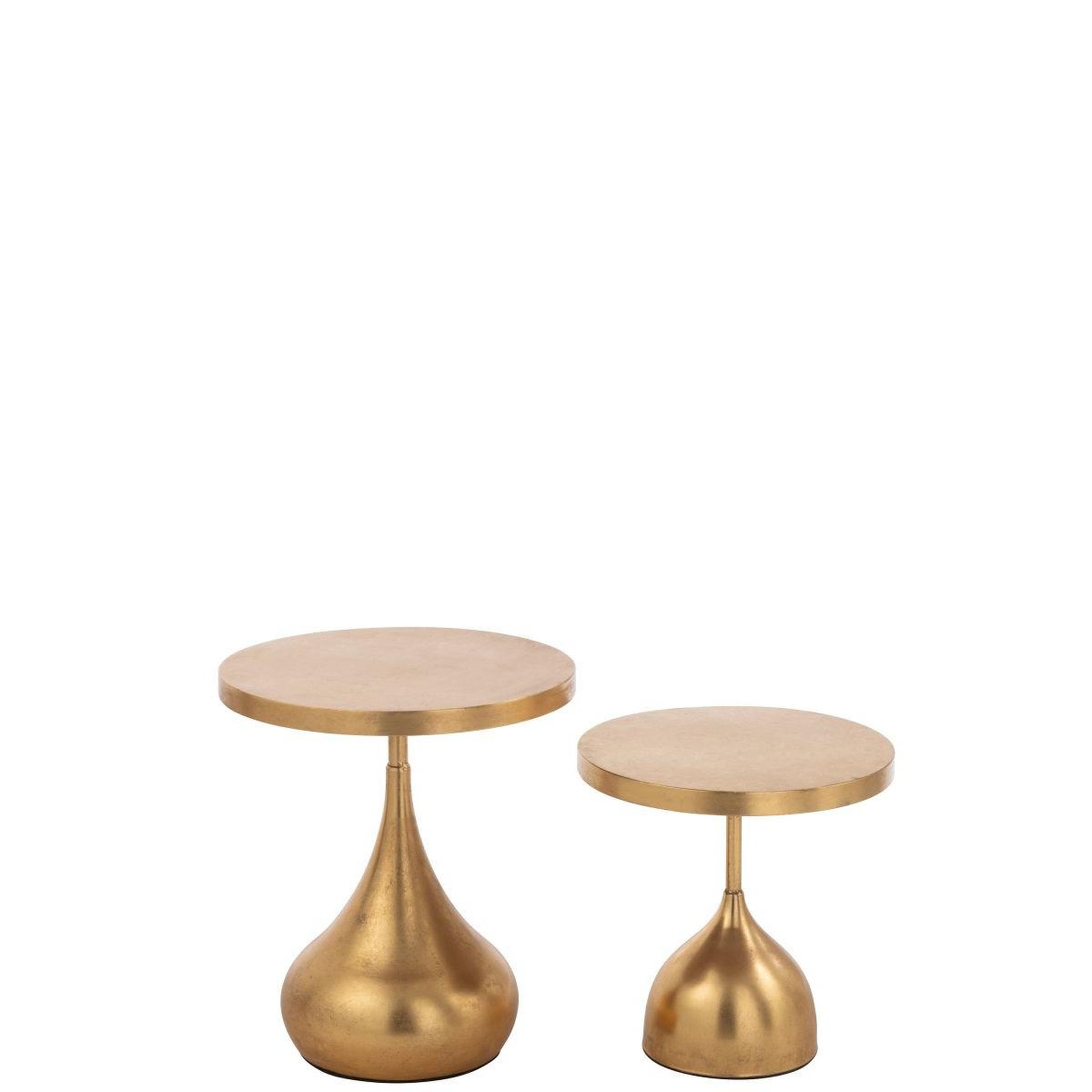 Voir la diapositive 2 : J-LINE Lot de 2 tables d'appoint en métal  goutte  50cm or