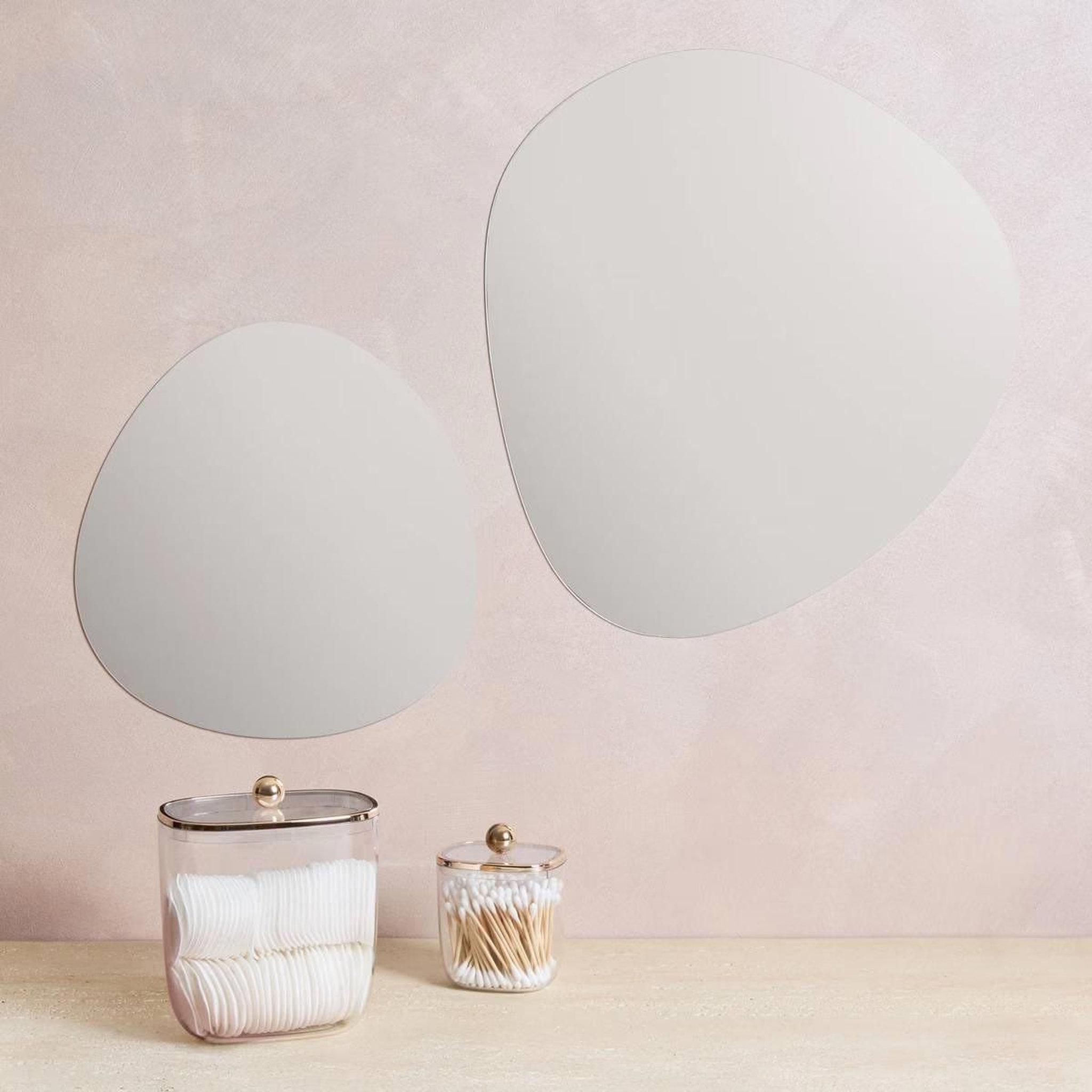 Voir la diapositive 2 : FIVE Lot de 2 Miroirs Adhésifs  Galet  40cm Blanc
