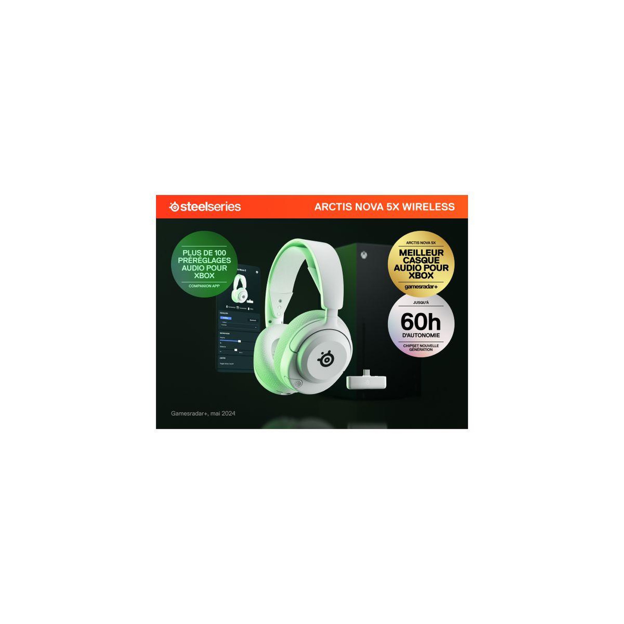 Voir la diapositive 2 : STEEL SERIES Casque gamer Arctis Nova 5X Blanc