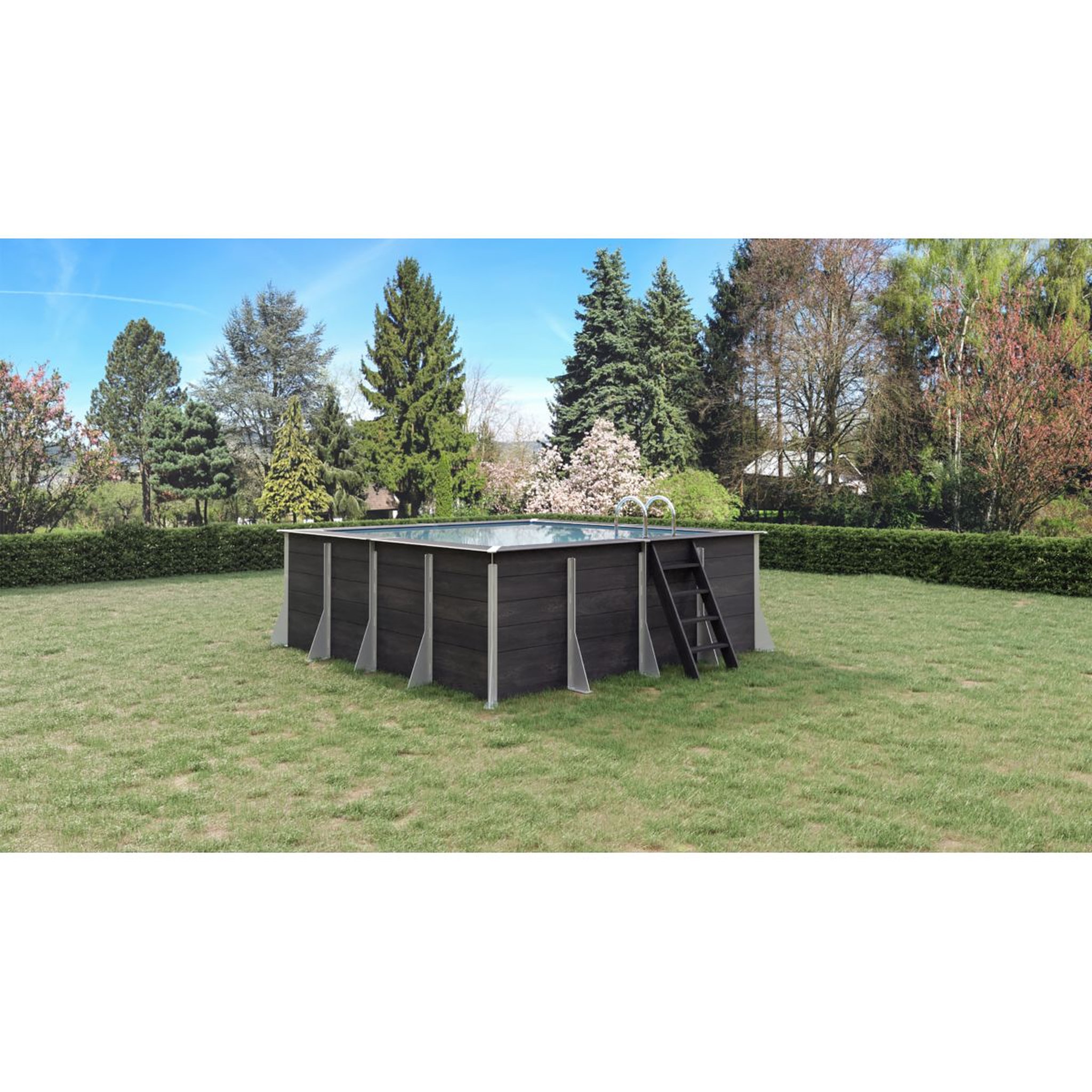 Voir la diapositive 1 : Just'aposé Piscine composite Carre 3,26x3,26 m MILLY