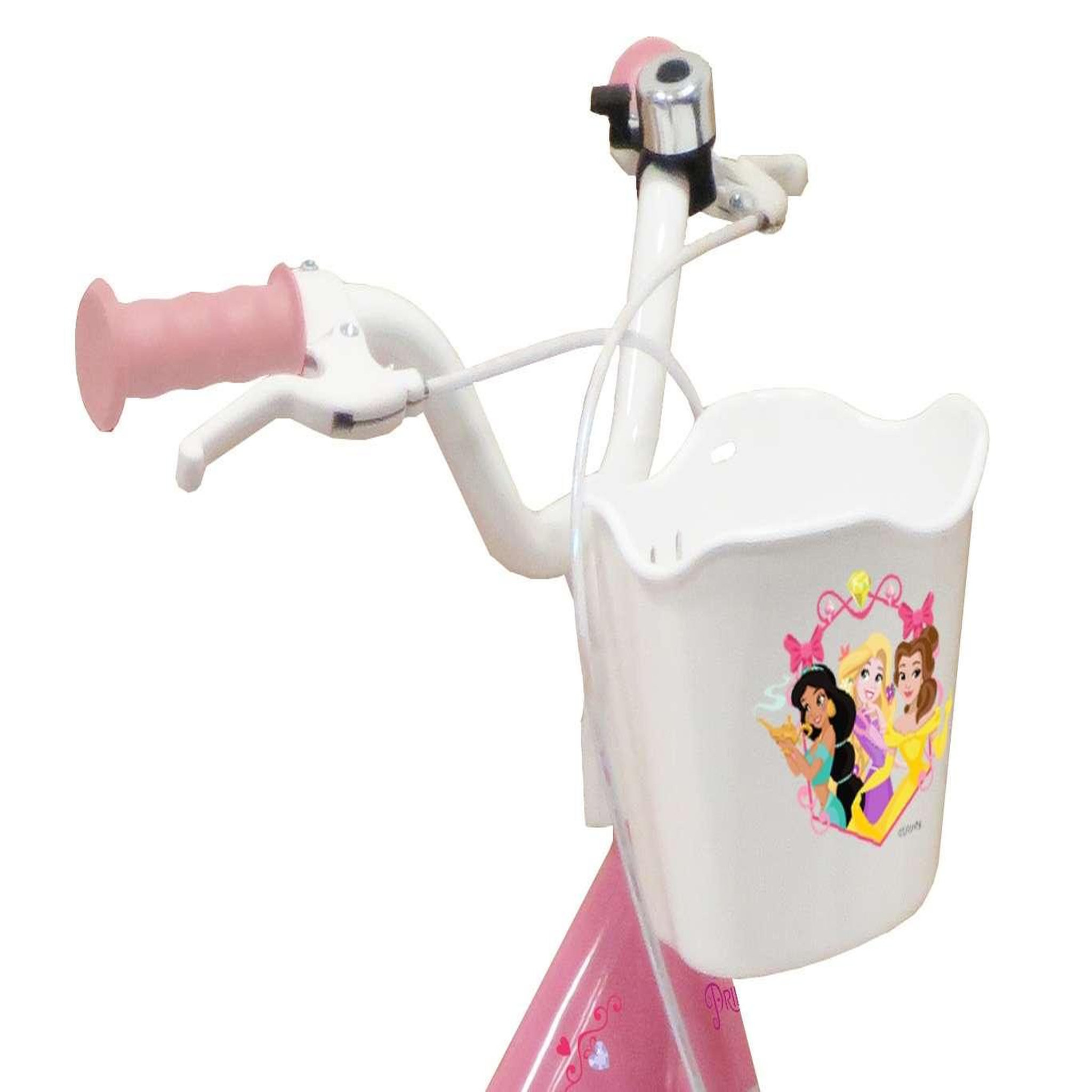 Voir la diapositive 3 : Disney Princesse Vélo enfant - Modèle 16'' Princesse de Disney pour enfant de 105/120 cm avec stabilisateurs - Panier avant - Porte poupée arrière - 2 freins
