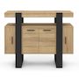 Voir la diapositive 3 : ID MARKET Buffet 100 cm PHOENIX 4 portes bois et noir