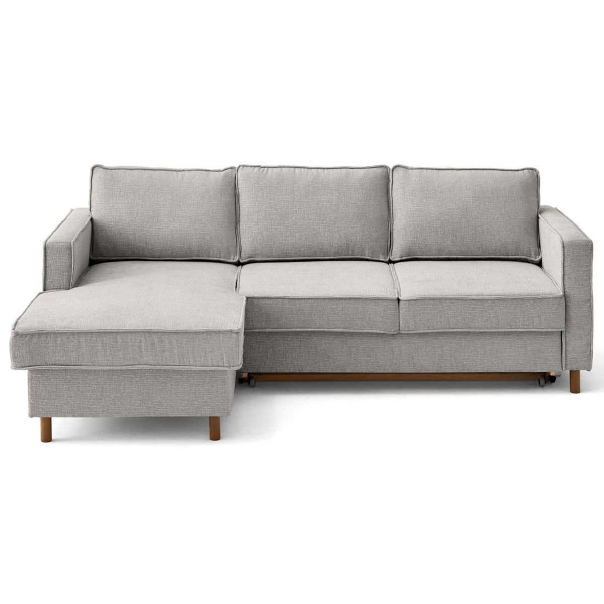 LISA DESIGN Jake - canapé d'angle gauche 4 places convertible avec coffre en tissu velours relief