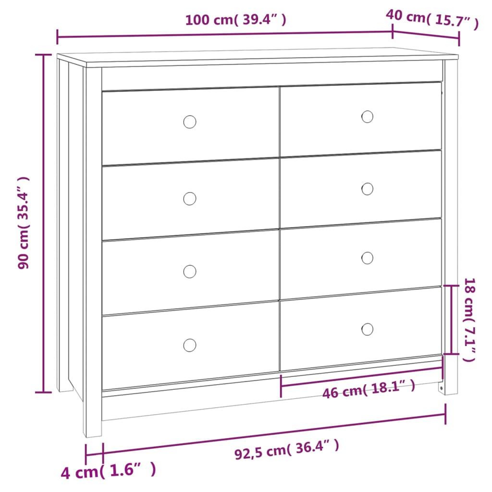 Voir la diapositive 6 : VIDAXL Armoire laterale cire marron 100x40x90 cm bois de pin massif