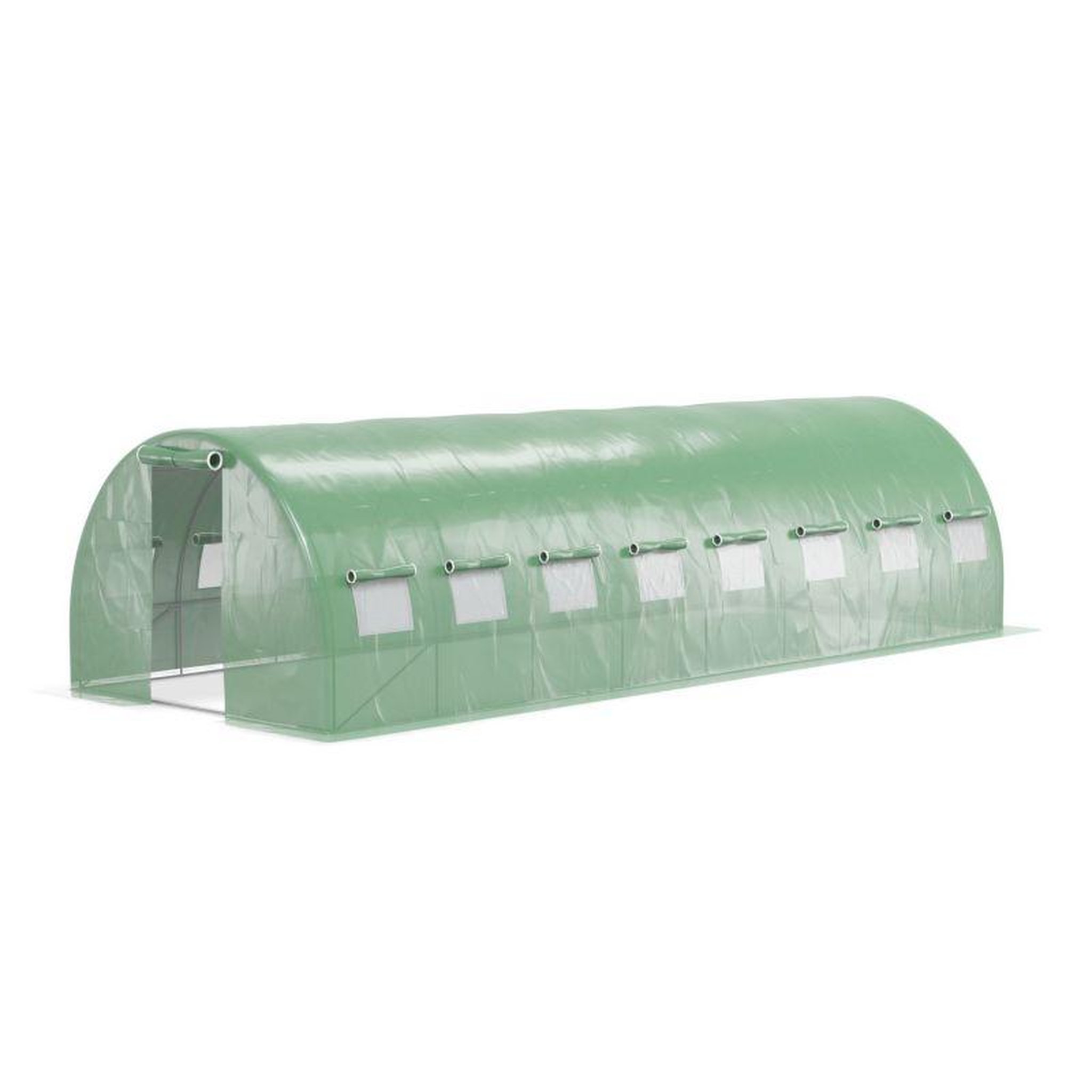 Voir la diapositive 5 : EUROSPEN Serre de Jardin Tunnel 24m² - bâche armée - avec fenêtres latérales et porte zipée
