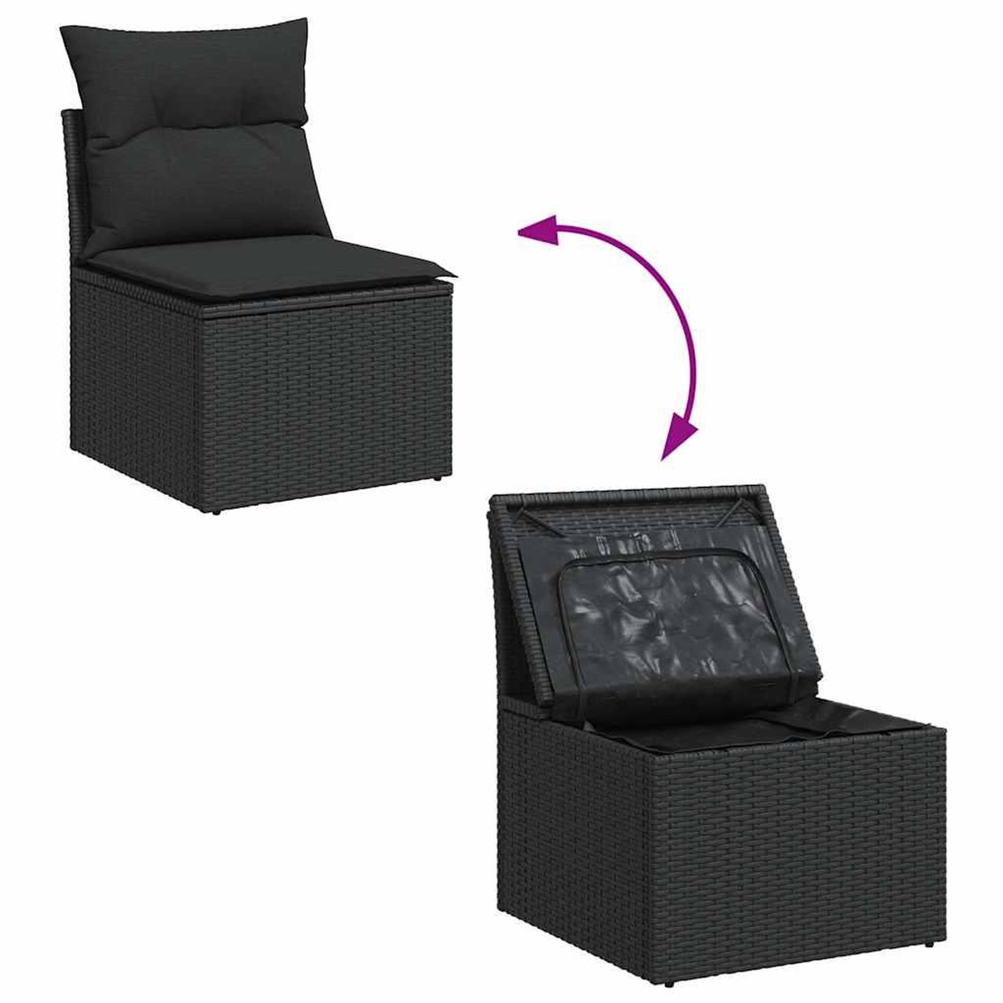 Voir la diapositive 3 : VIDAXL Salon de jardin 6 pcs avec coussins noir resine tressee