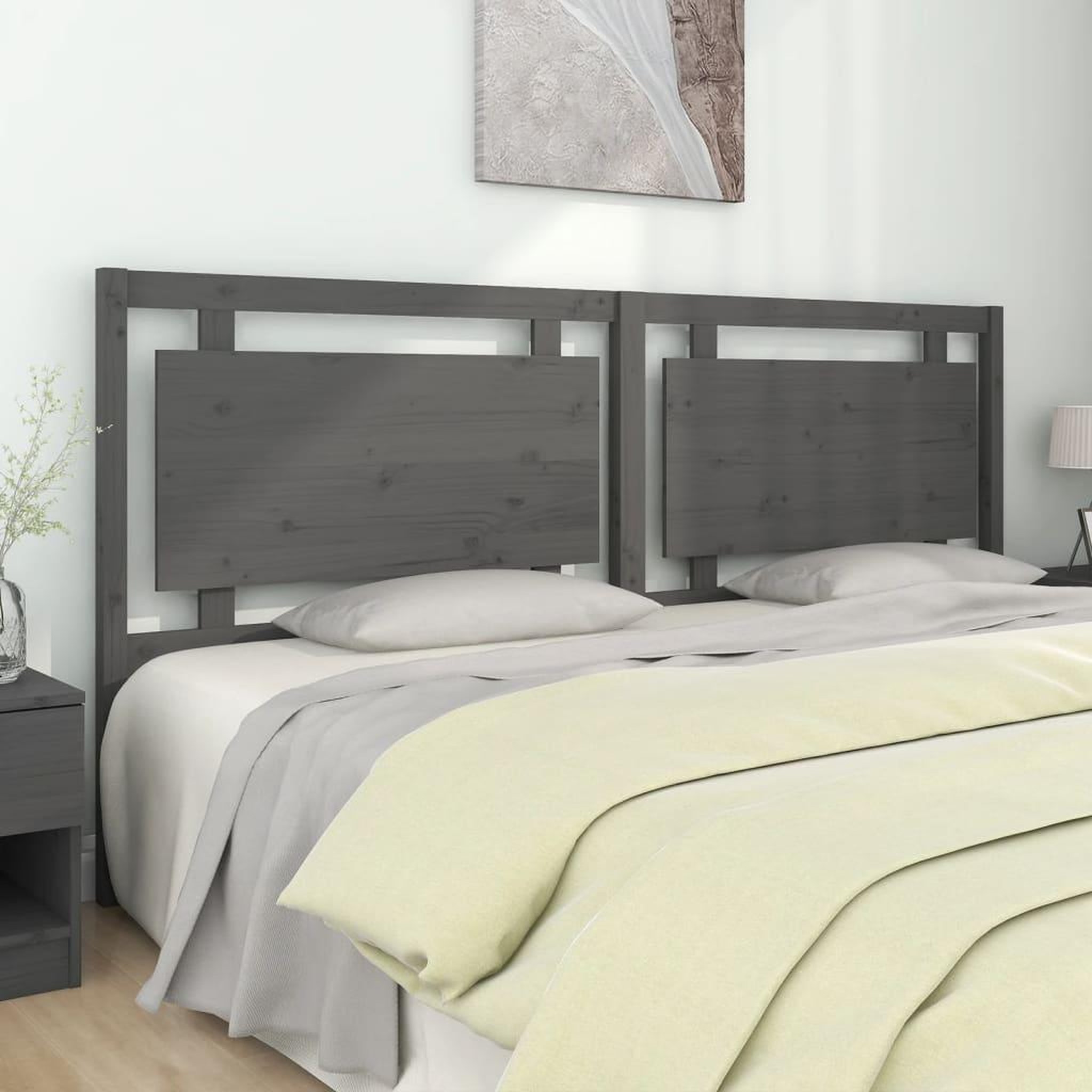 Voir la diapositive 1 : VIDAXL Tete de lit Gris 205,5x4x100 cm Bois massif de pin