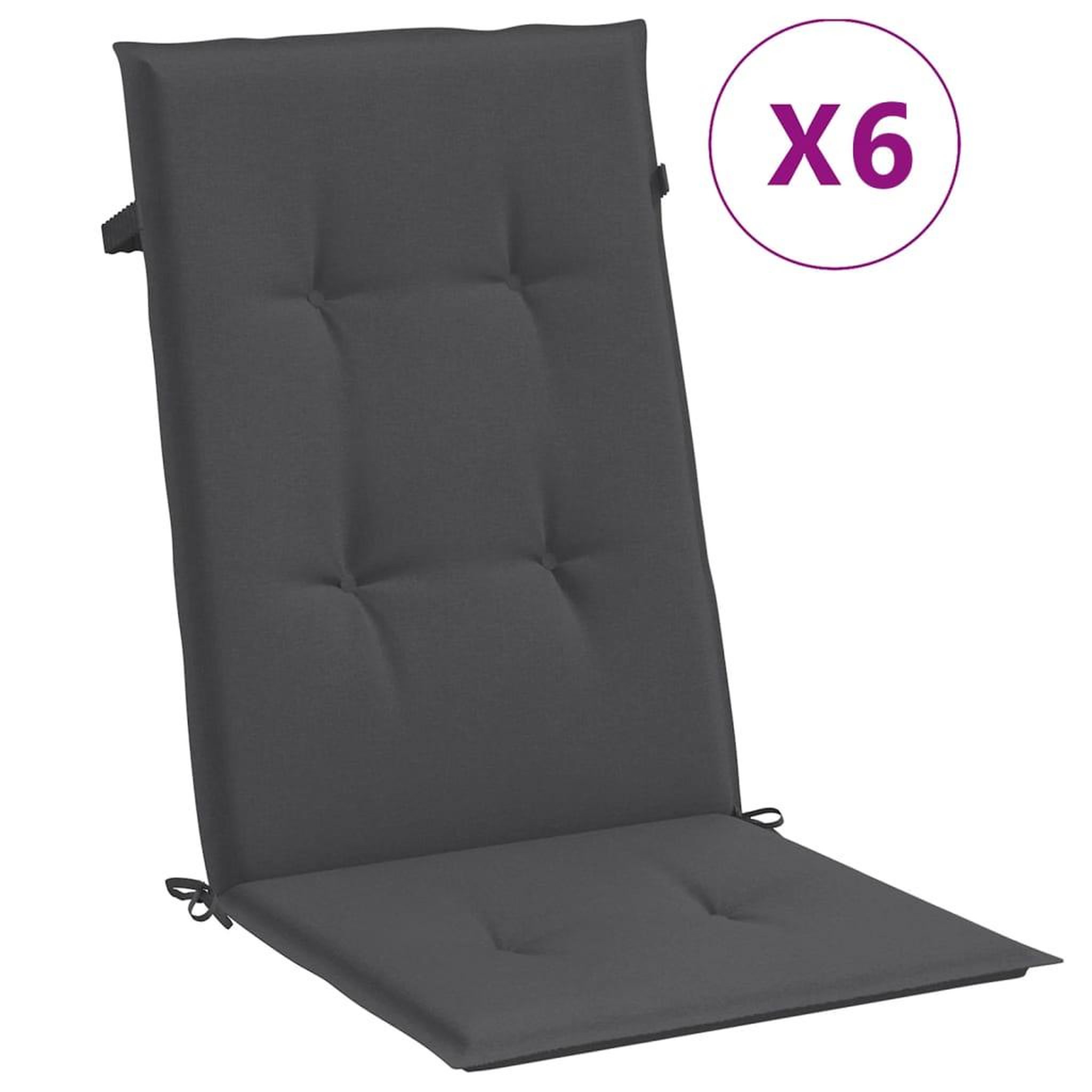 Voir la diapositive 2 : VIDAXL Coussins de chaise a dossier haut lot de 6 anthracite melange