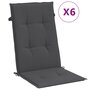 Voir la diapositive 2 : VIDAXL Coussins de chaise a dossier haut lot de 6 anthracite melange