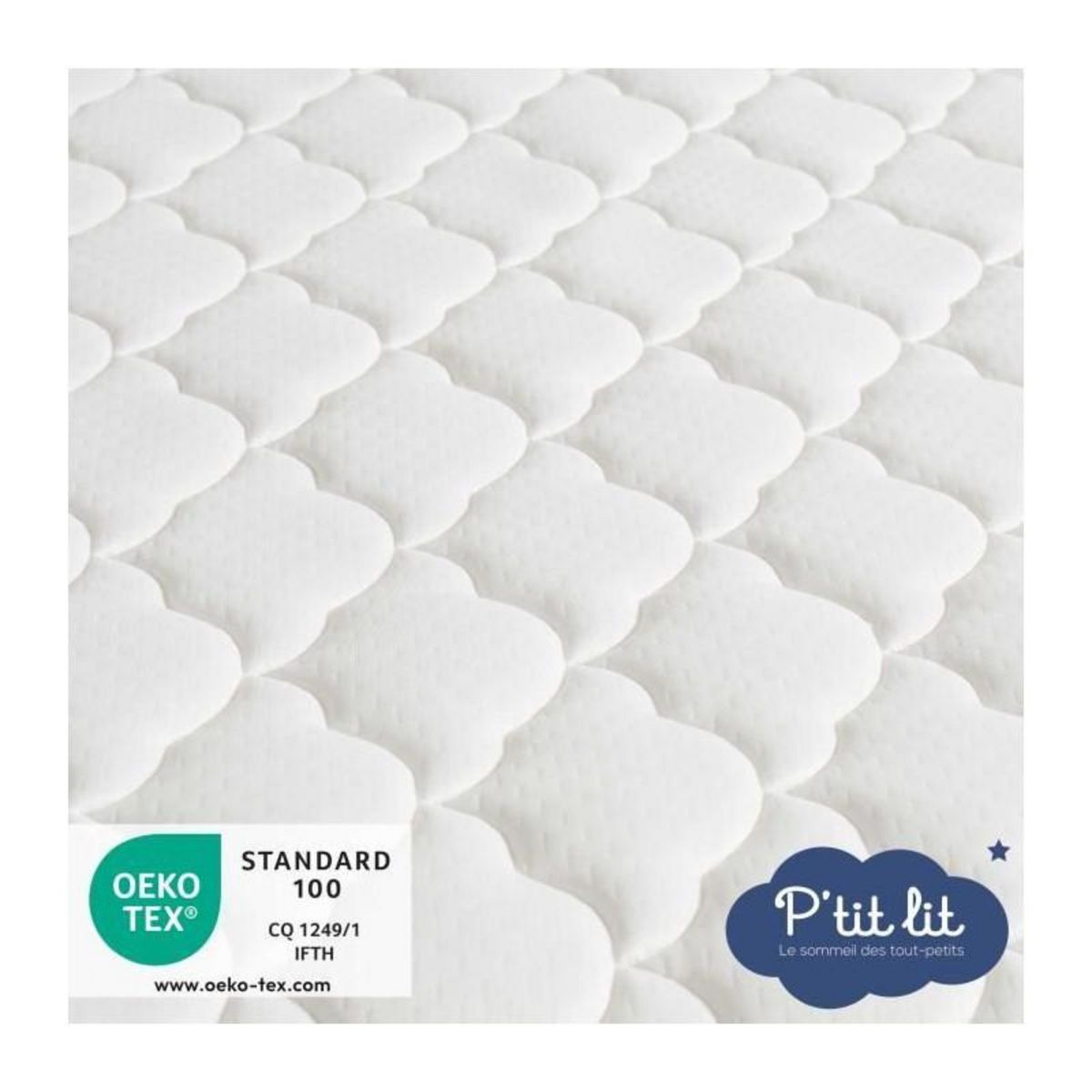 P'TIT LIT Matelas Bébé Parfait - 60x120x10 cm - 2 Faces : Été / Hiver - Déhoussable - Anti Acarien
