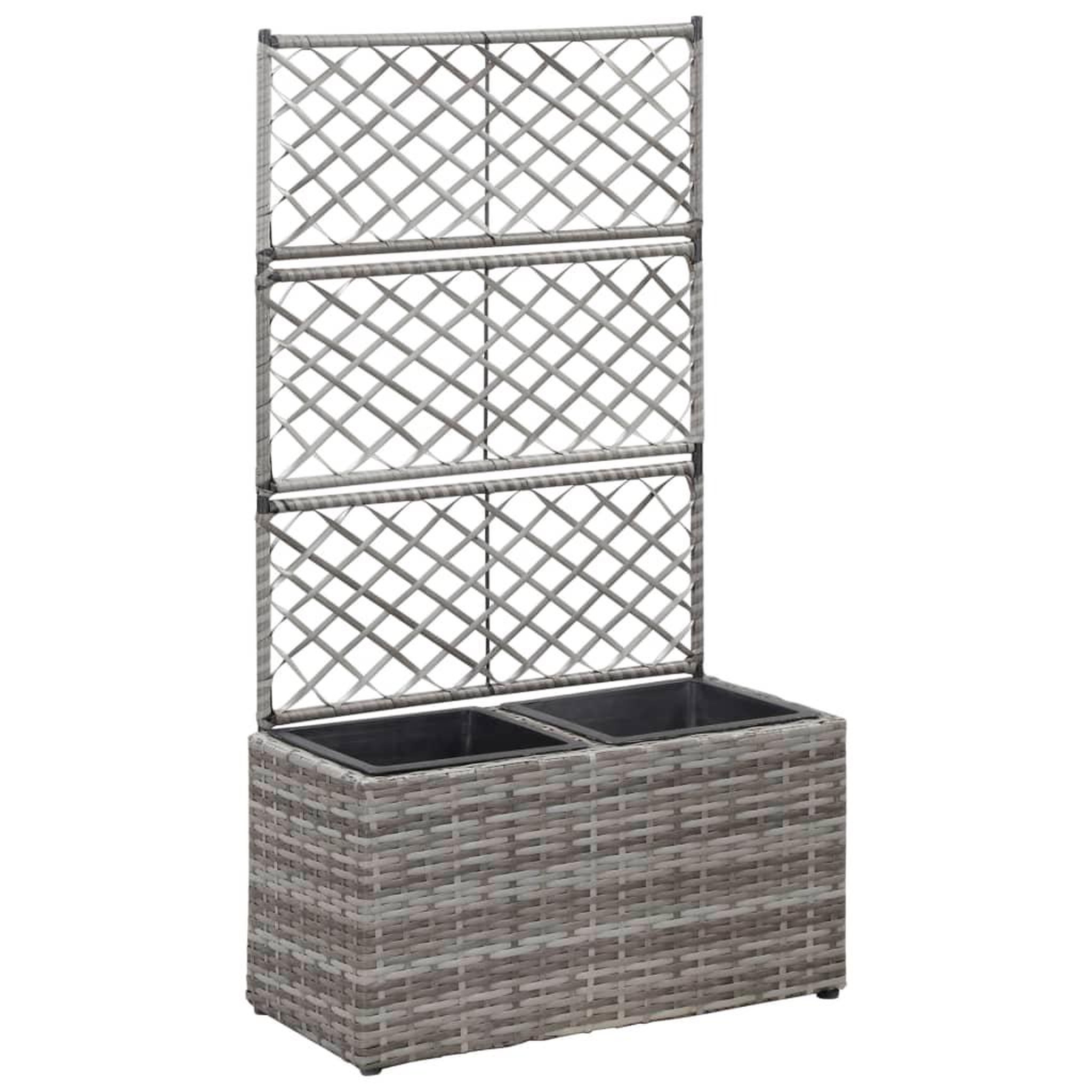 Voir la diapositive 1 : VIDAXL Lit sureleve en treillis 2 pots 58x30x107cm Resine tressee Gris