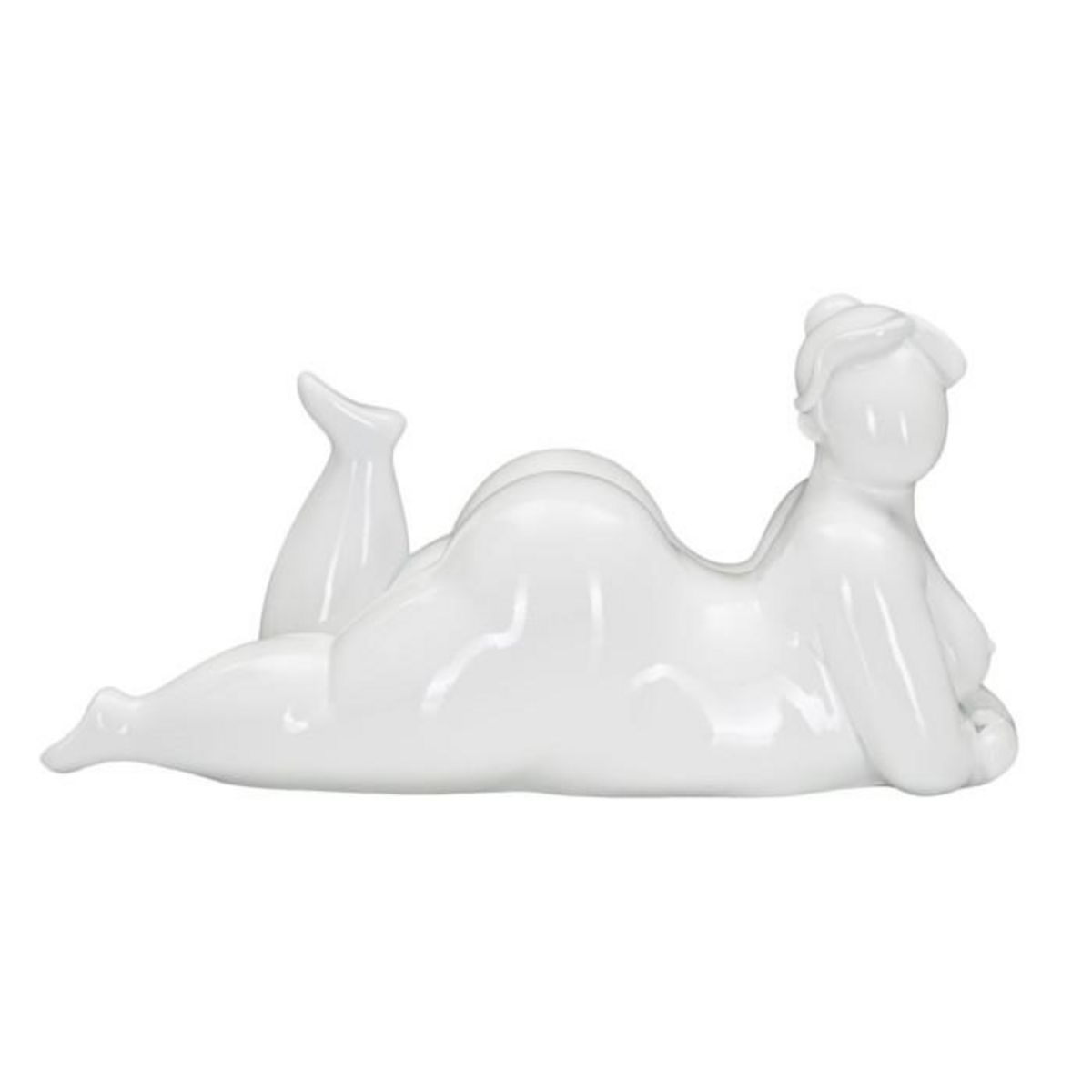 Paris Prix Statuette Femme Couchée en Résine  Yoga  32cm Blanc