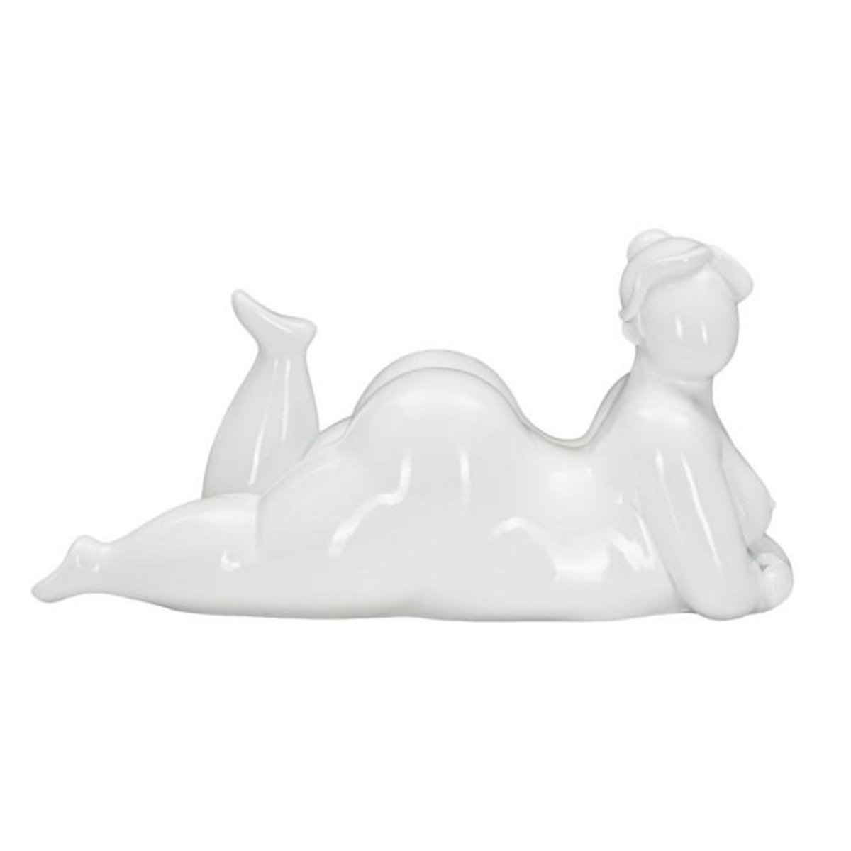 Paris Prix Statuette Femme Couchée en Résine  Yoga  32cm Blanc