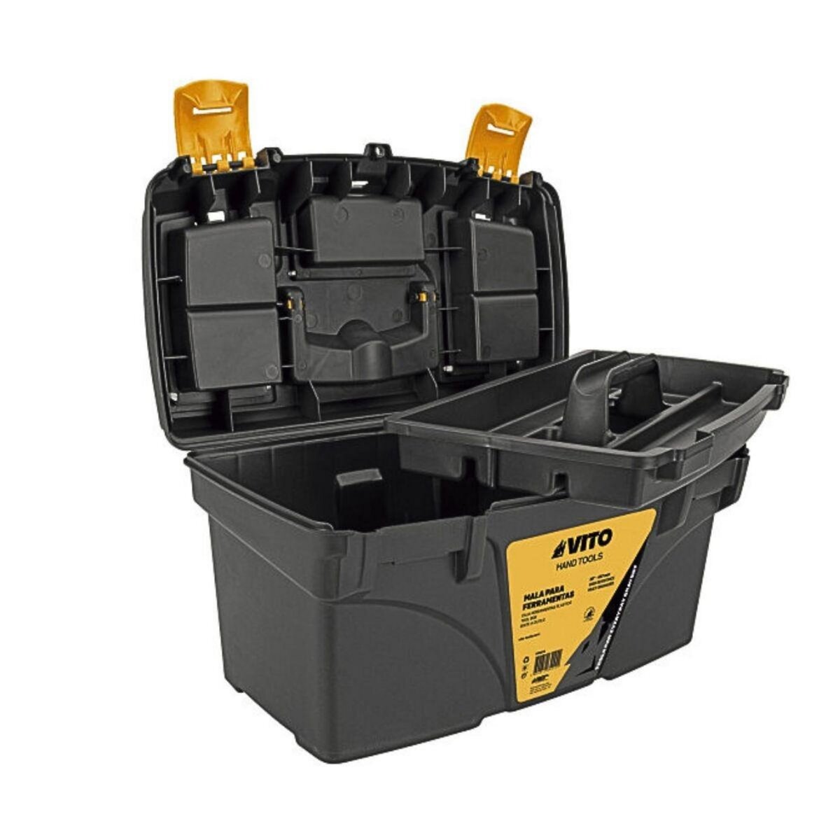 VITO Boite à outils vide 21  53.5 x 29.1 x 28 cm - Caisse à outils 3 organiseurs + Porte outils amovible VITO