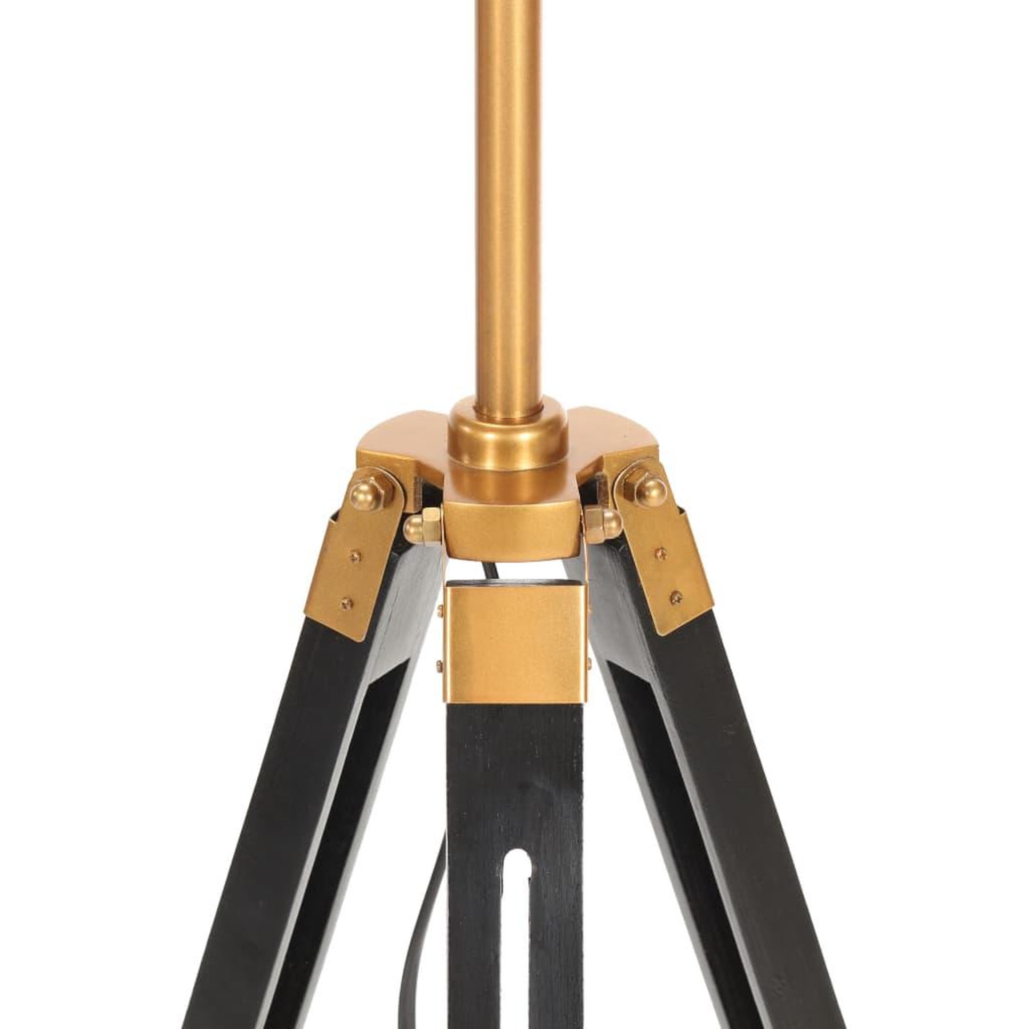 Voir la diapositive 5 : VIDAXL Lampadaire a trepied Noir et dore Bois de teck massif 141 cm