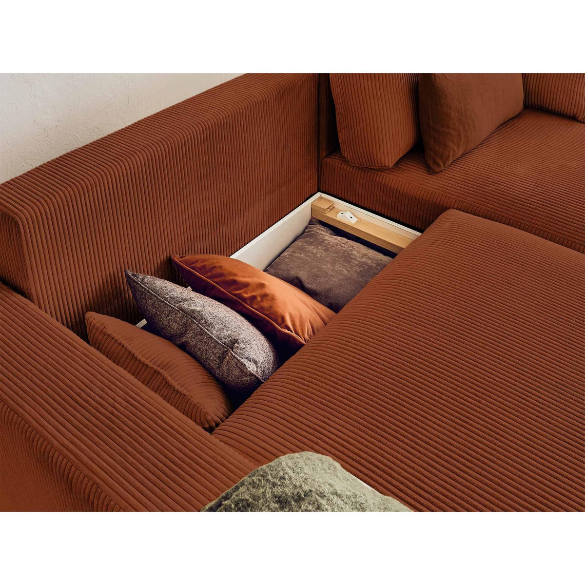 LISA DESIGN Pivoine - canapé d'angle réversible - 4 places - convertible avec coffre - en velours côtelé