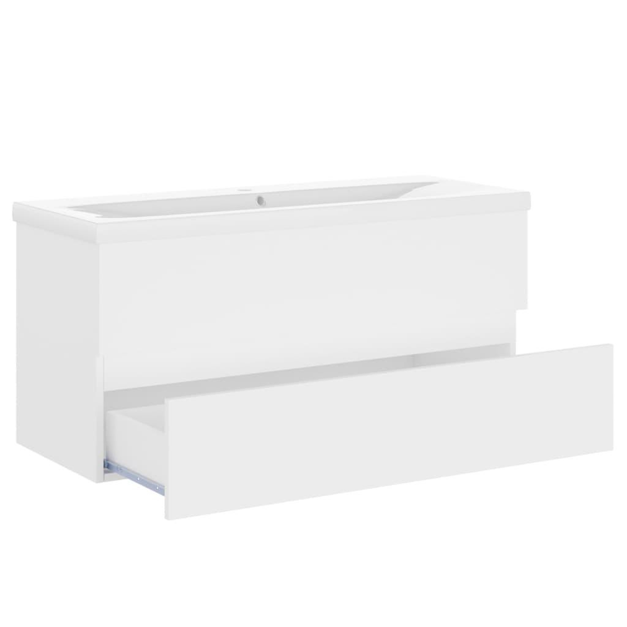 Voir la diapositive 4 : VIDAXL Armoire d'evier avec lavabo integre Blanc Agglomere