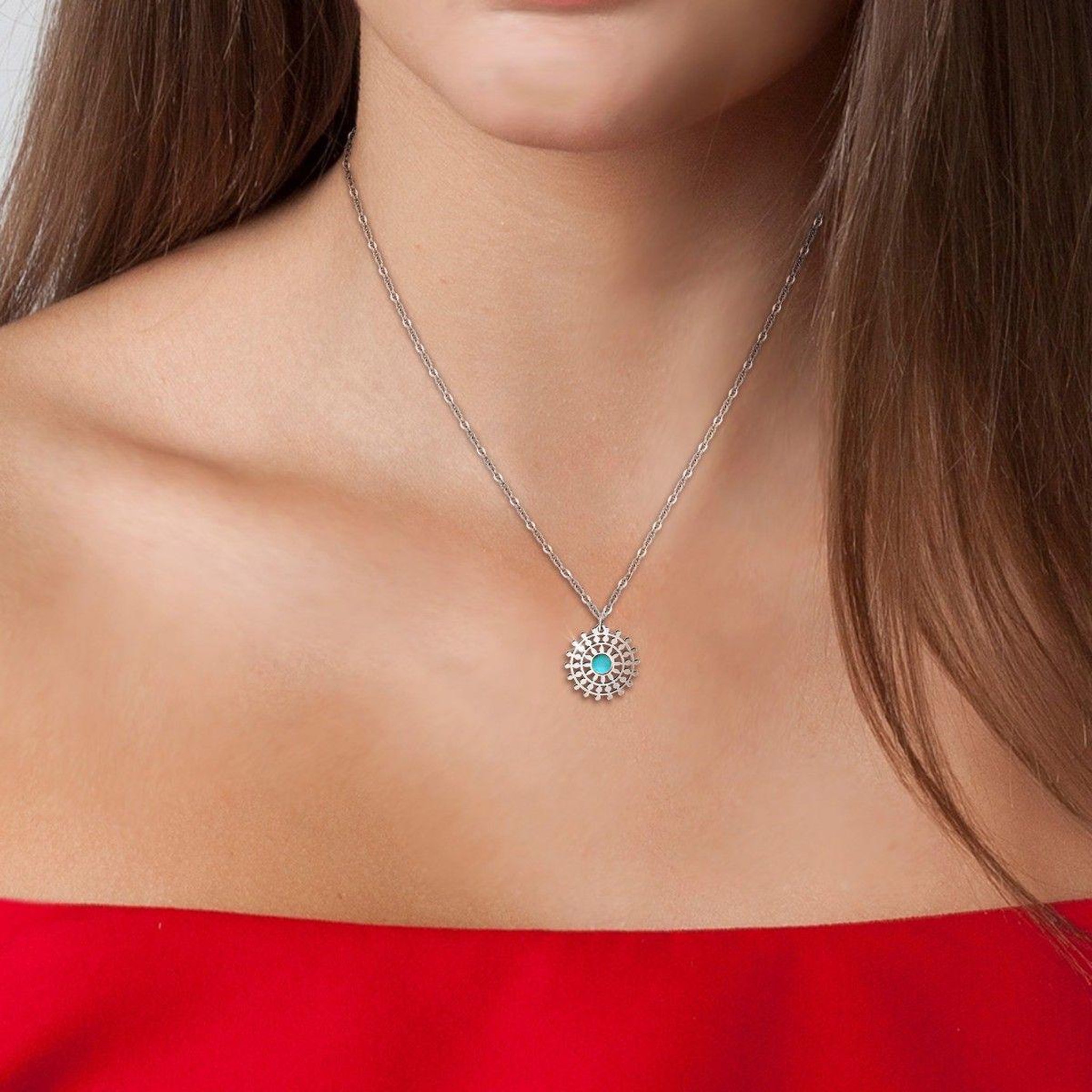 Voir la diapositive 2 : SC CRYSTAL Collier SC Crystal orné d'une pierre turquoise