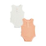 Petit Béguin Lot de 2 bodies bébé à bretelles en éponge Bahamas. Coloris disponibles : Orange