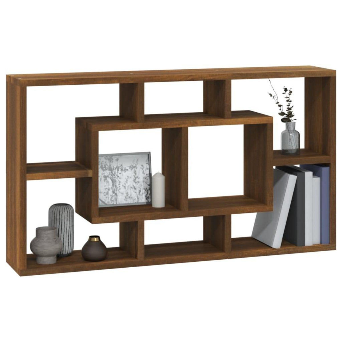 VIDAXL Etagere murale 8 compartiments Chene marron