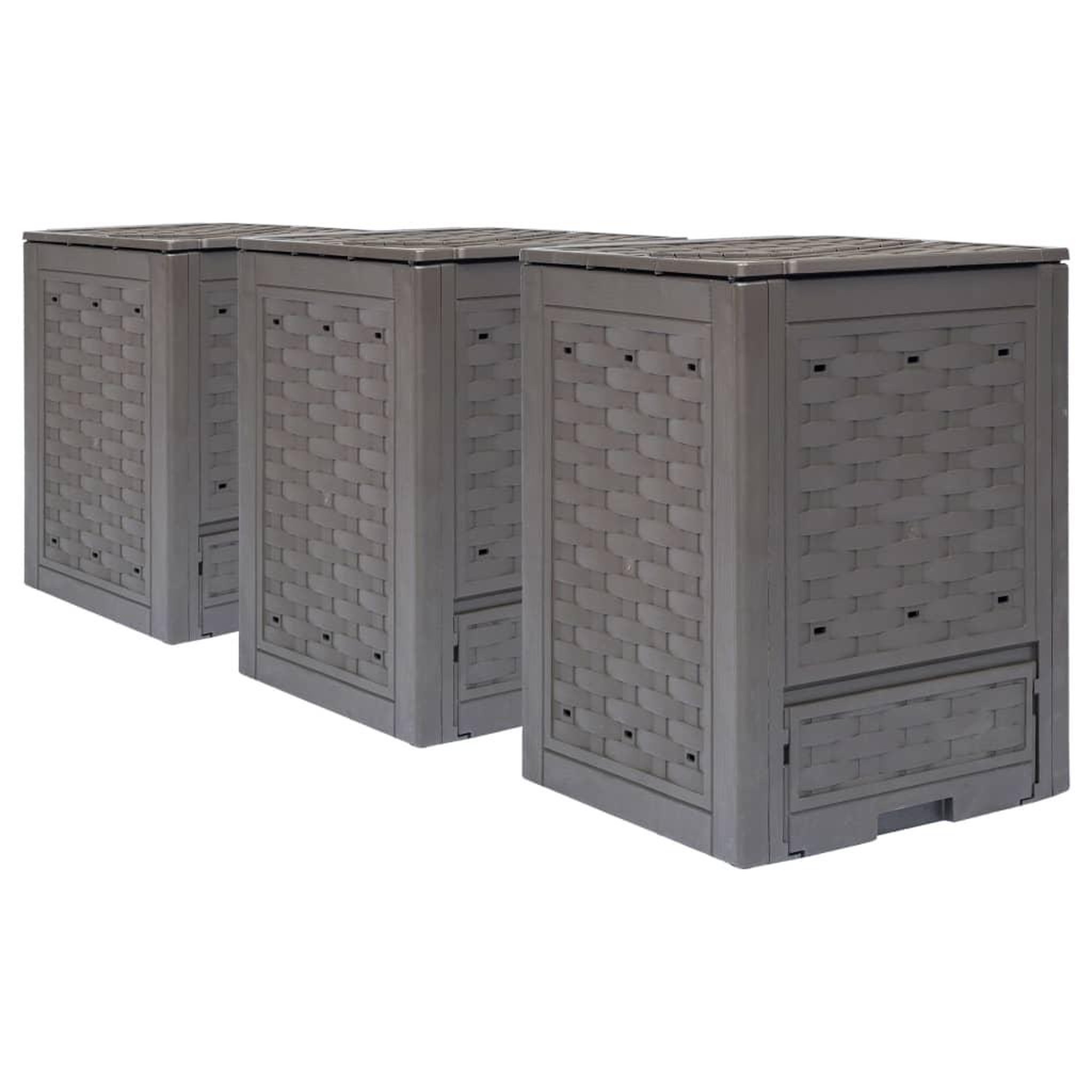 Voir la diapositive 1 : VIDAXL Composteurs de jardin 3 pcs 60x60x83 cm 900 L Plastique rotin