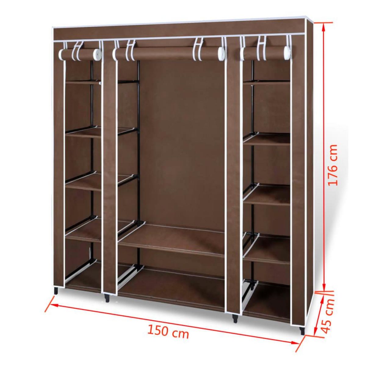 VIDAXL Armoire avec compartiments et tiges 45 x 150 x 176 cm Marron