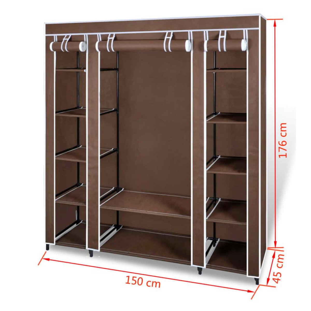 VIDAXL Armoire avec compartiments et tiges 45 x 150 x 176 cm Marron