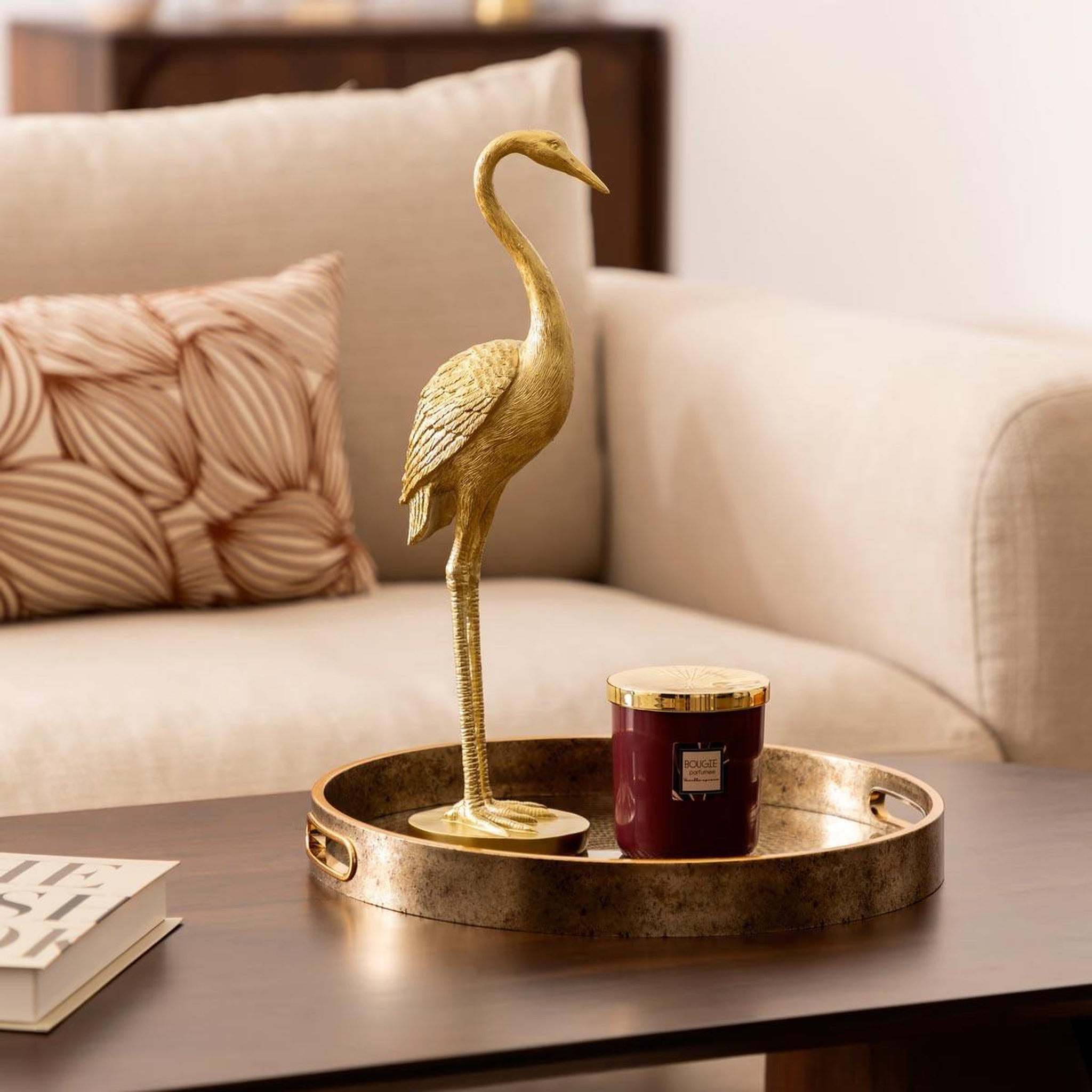 Voir la diapositive 4 : ATMOSPHERA Statuette déco héron  automne  41cm doré