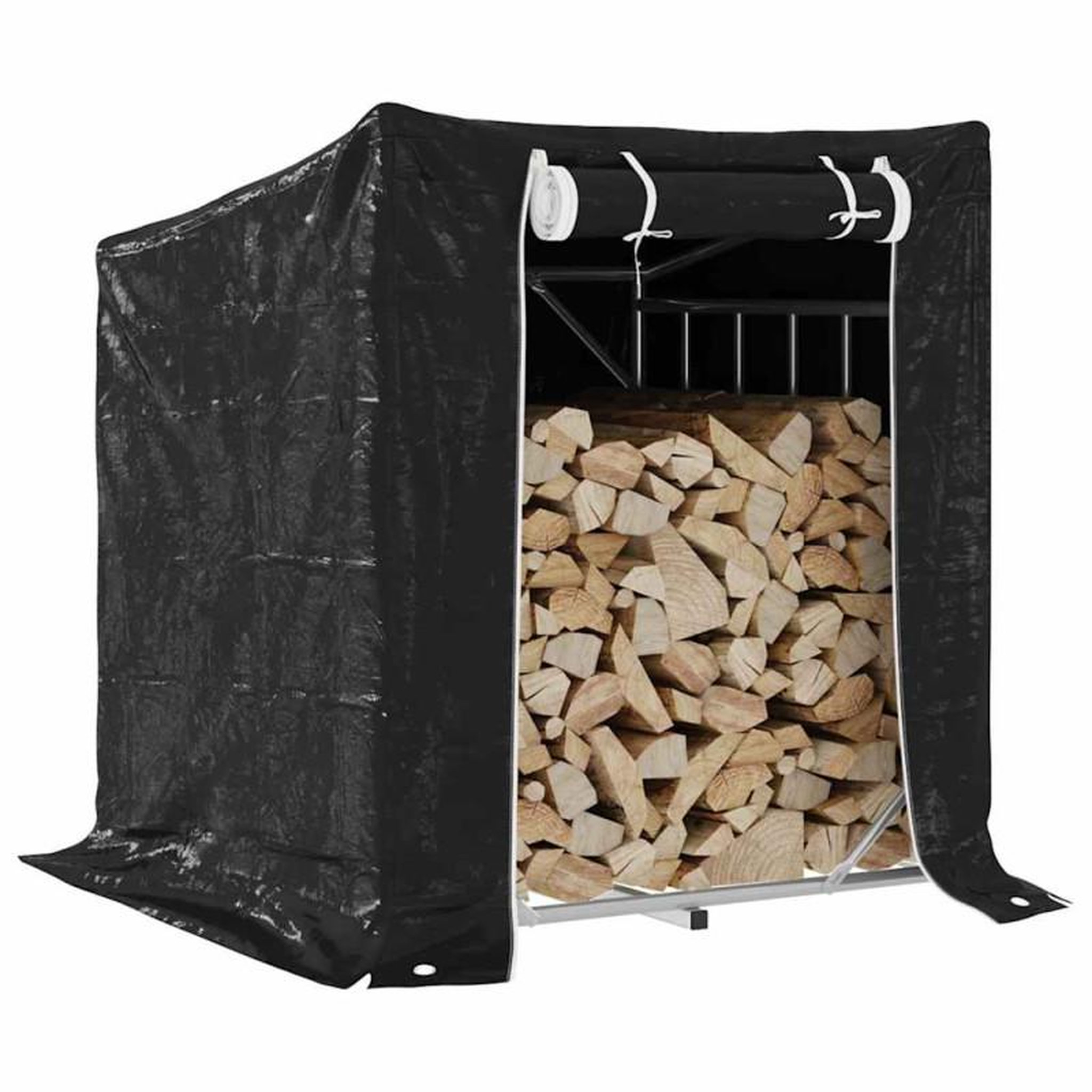 Voir la diapositive 1 : VIDAXL Portant de bois de chauffage et housse de pluie acier galvanisé