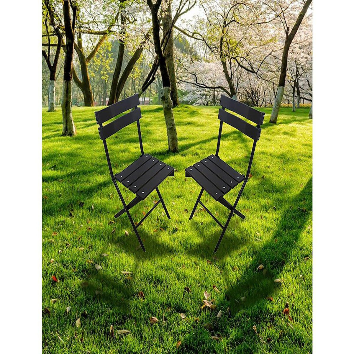 Habitat et Jardin Lot de 2 chaises de jardin pliable en plastique  Tenerife  - Gris anthracite