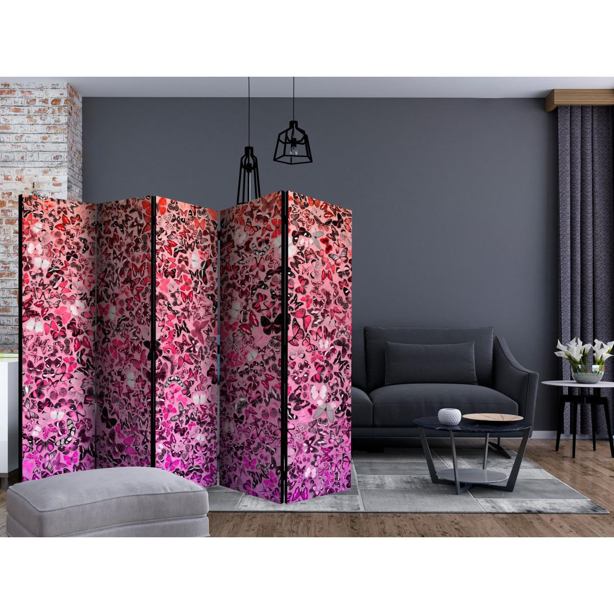 Voir la diapositive 2 : Paris Prix Paravent 5 volets  language of butterflies  172x225cm