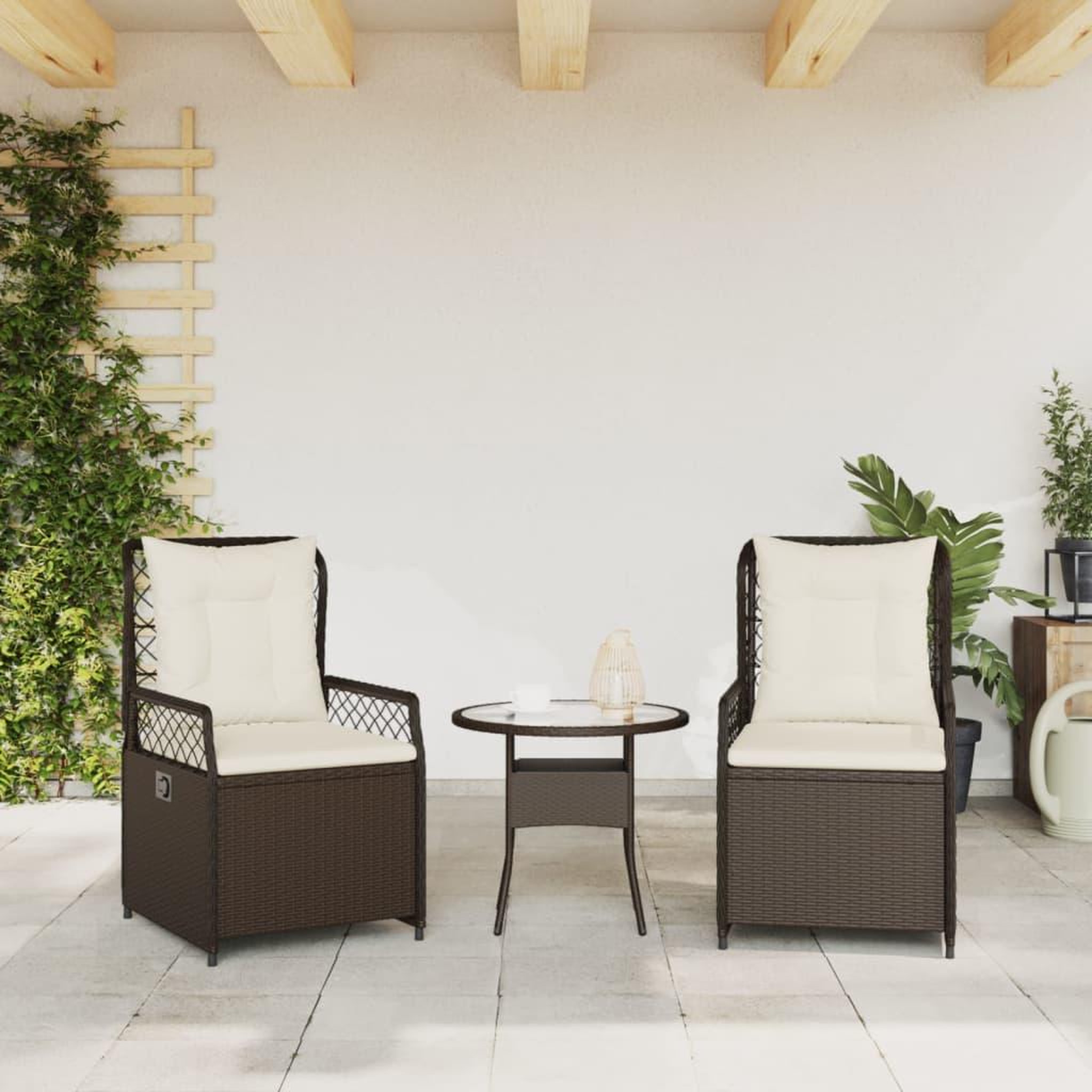 Voir la diapositive 3 : VIDAXL Chaises inclinables de jardin lot de 2 marron resine tressee