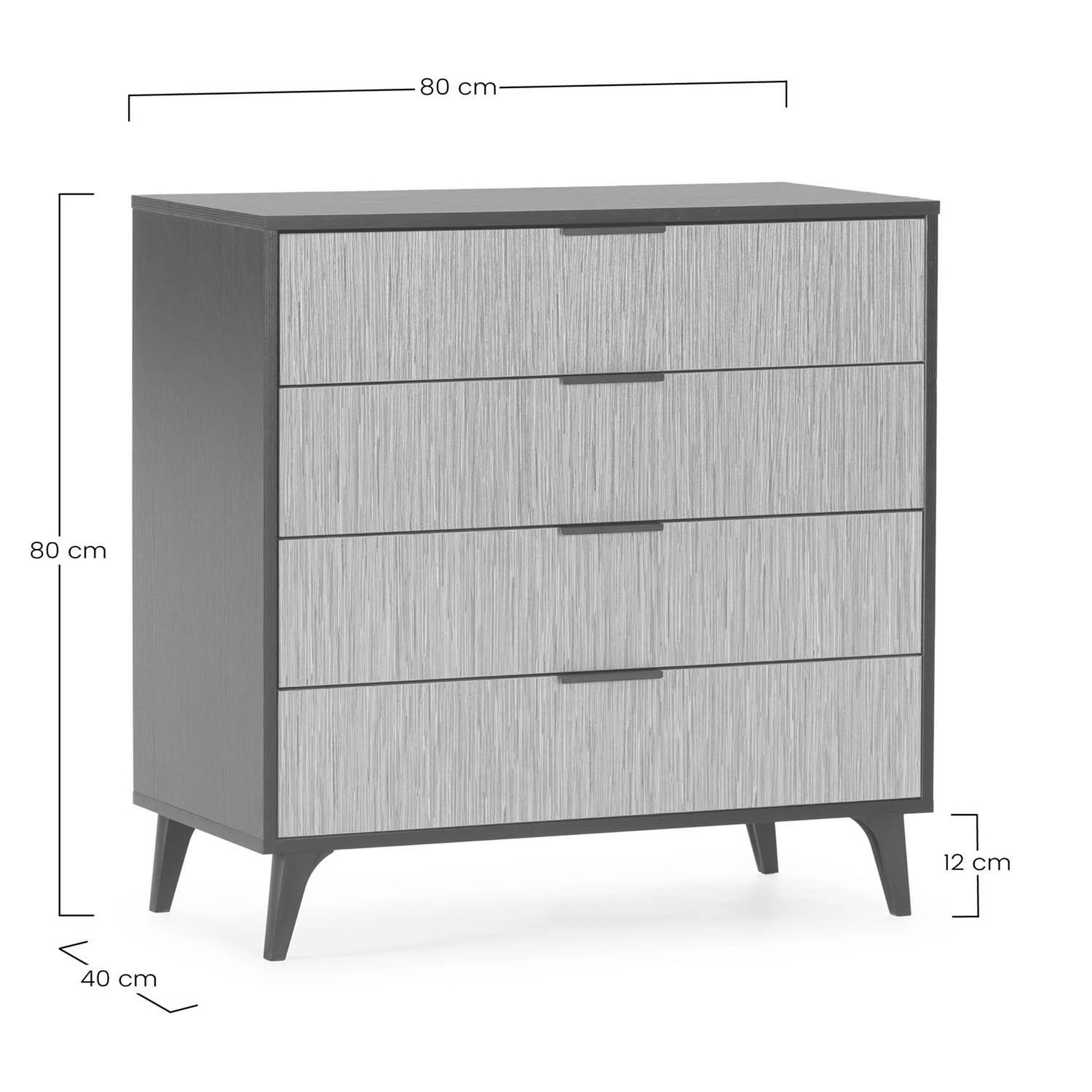Voir la diapositive 6 : VS VENTA-STOCK Commode de nuit Denis 4 tiroirs couleur Noir/Bois