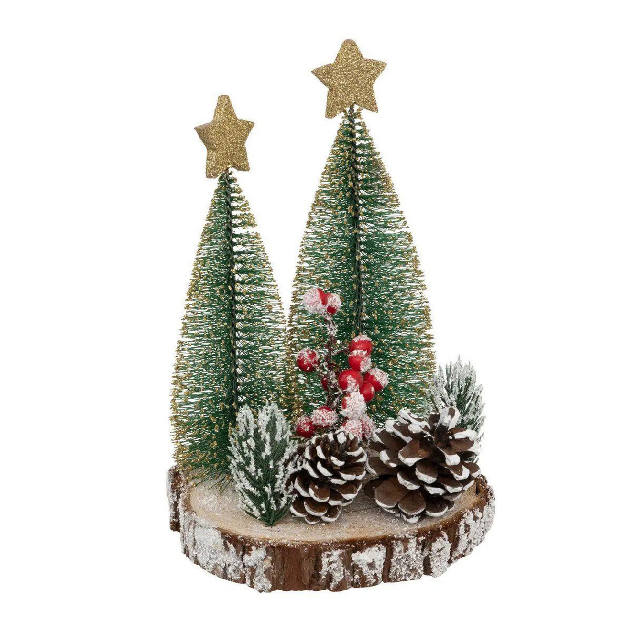 ATMOSPHERA Sapin déco en bois  rondin  20cm marron