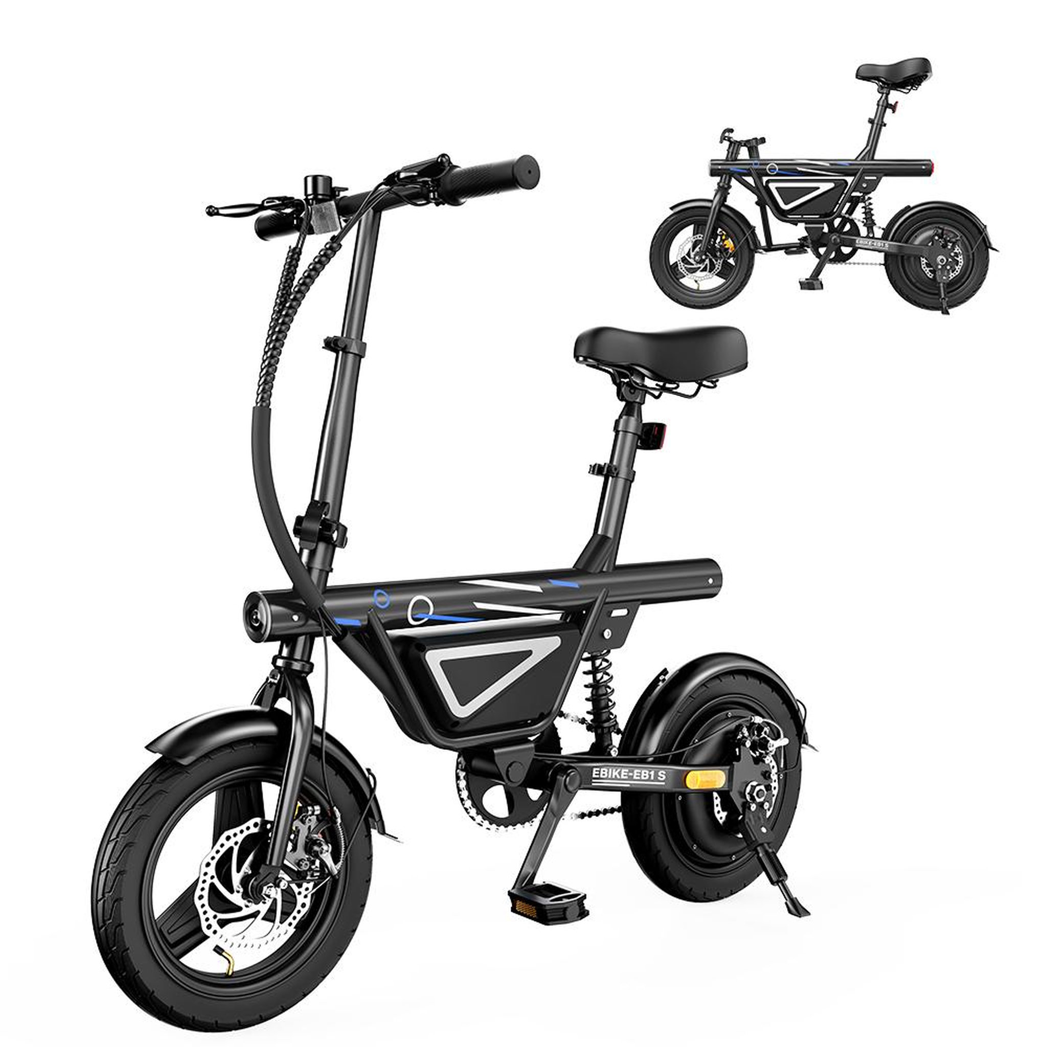Voir la diapositive 3 : ISCOOTER iScooter EB1S Vélo électrique pliant 14  250 W 50 km en ville avec application, noir