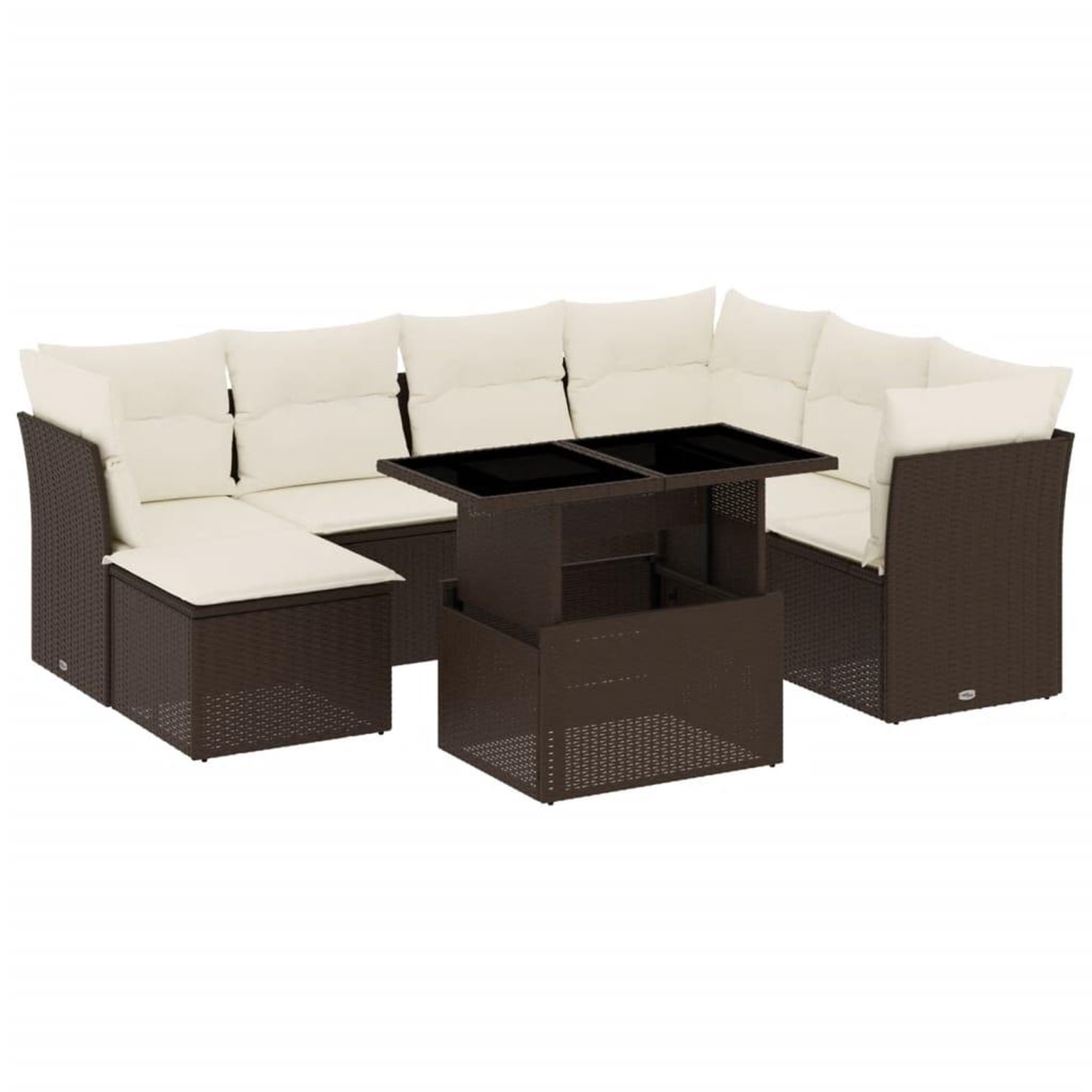 Voir la diapositive 2 : VIDAXL Salon de jardin 8 pcs avec coussins marron resine tressee