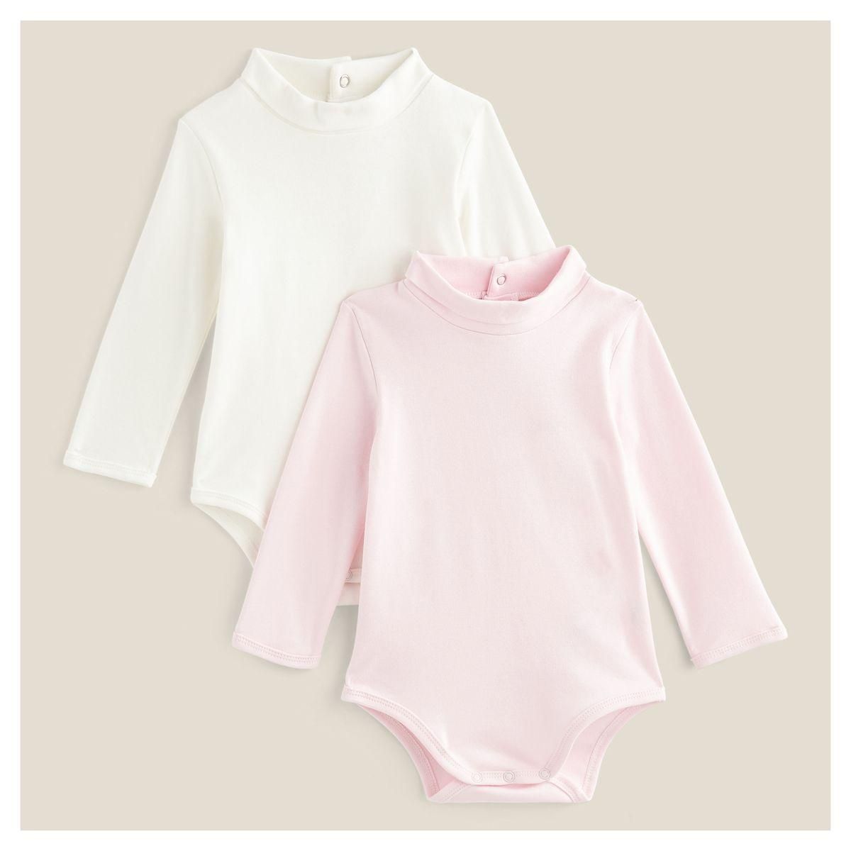 IN EXTENSO Lot de 2 bodies col roulé bébé fille