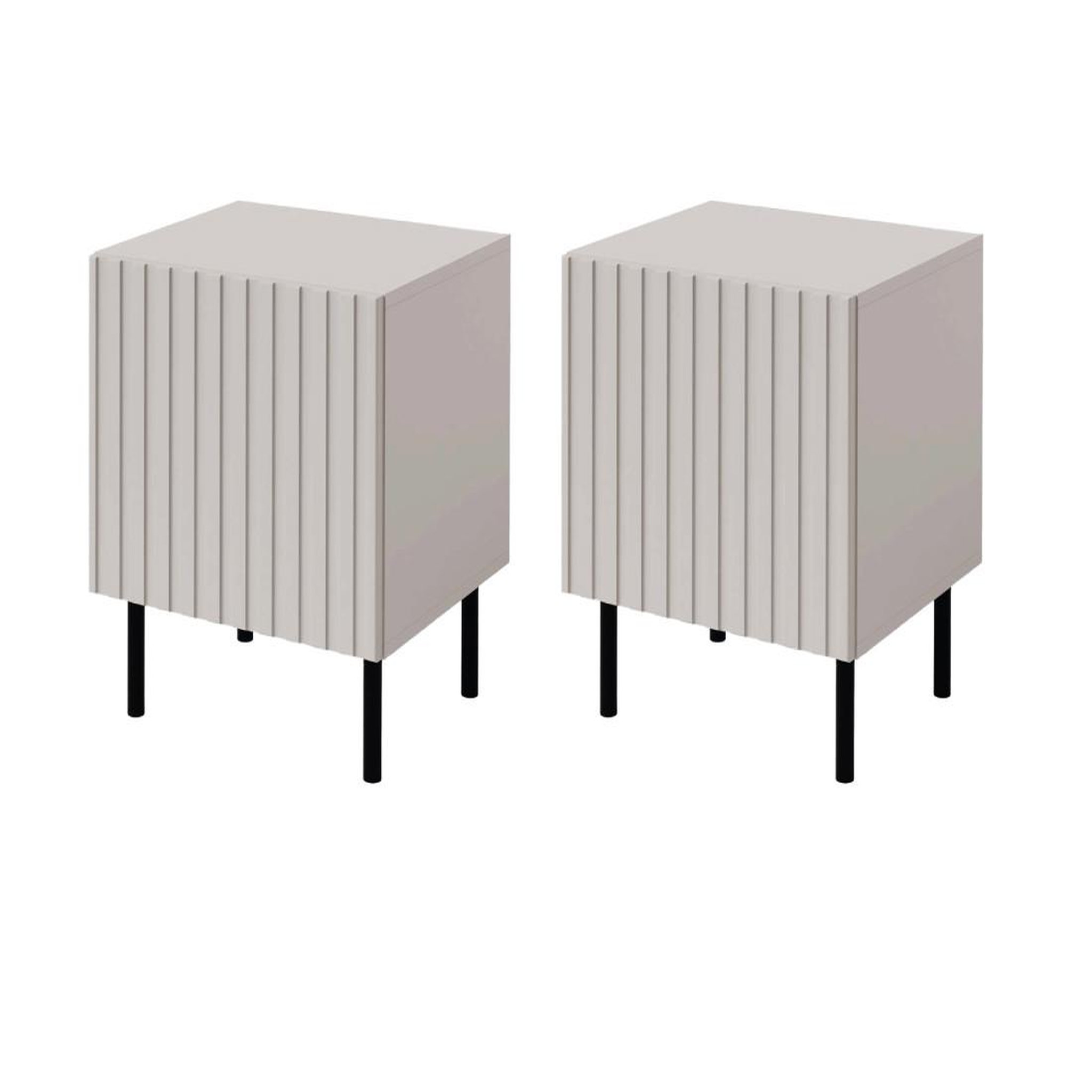 Voir la diapositive 1 : BEST MOBILIER Timote - lot de 2 tables de chevet - écru - 54 cm