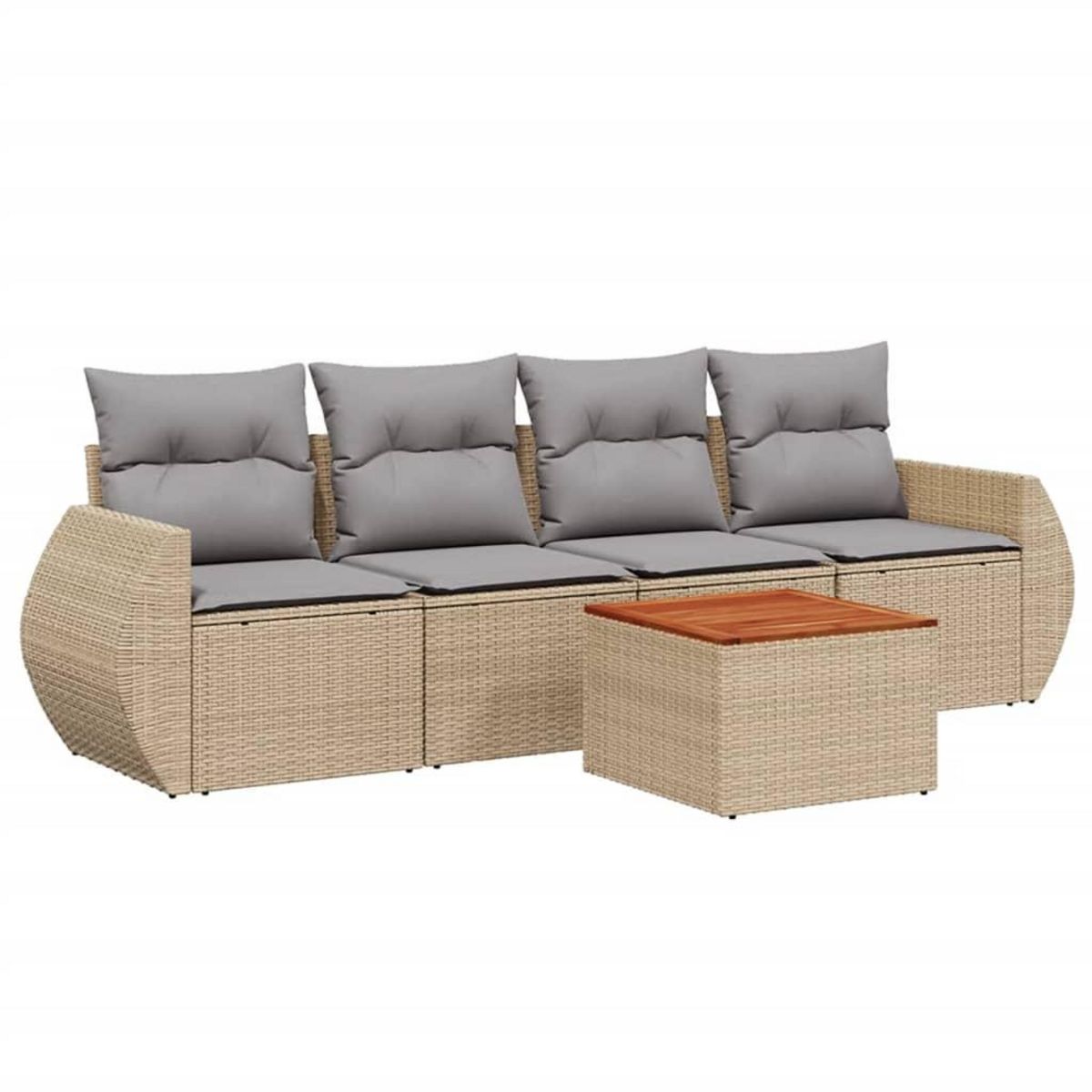 VIDAXL Salon de jardin avec coussins 5 pcs beige resine tressee