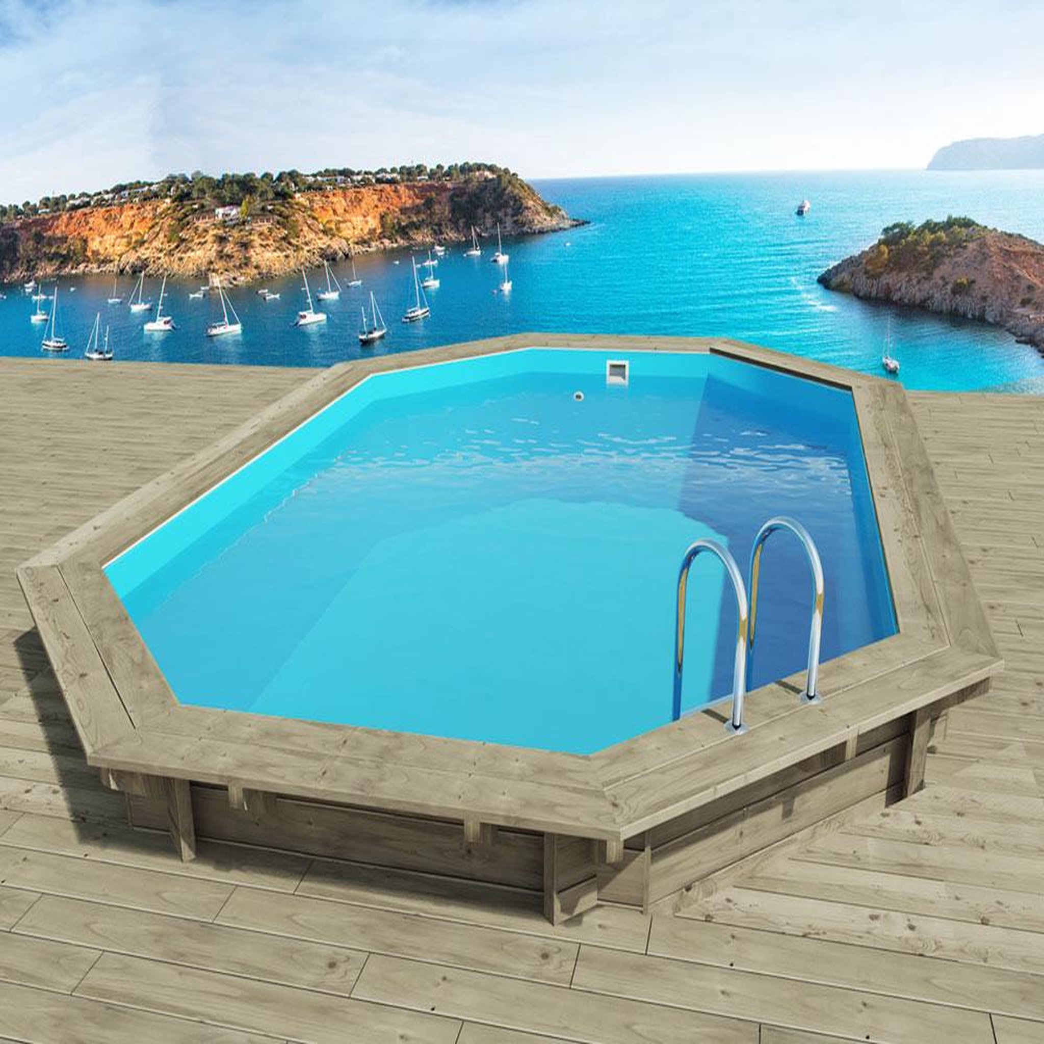 Habitat et Jardin Piscine bois   miami 145    - 4.86 x 3.36 x 1.45 m