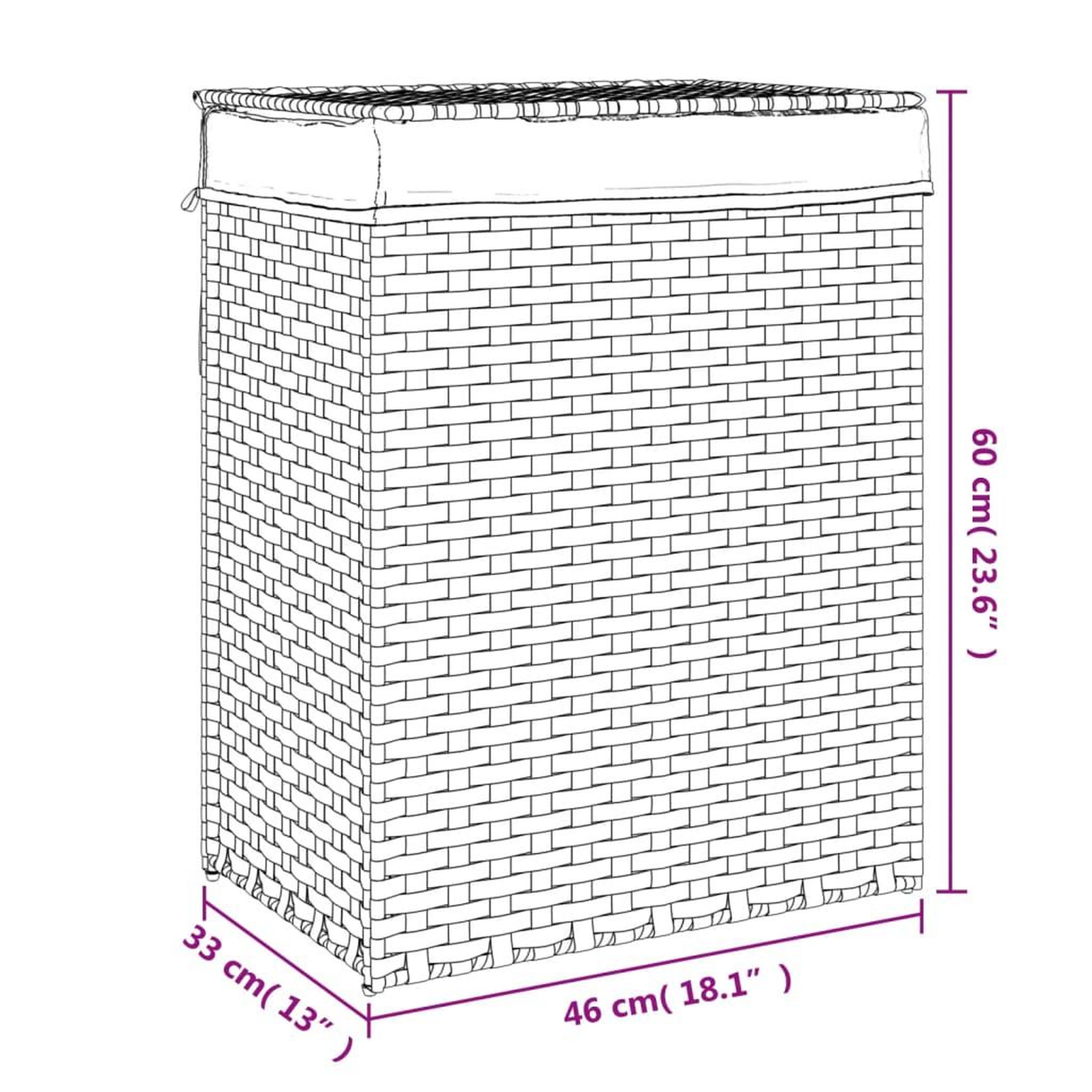 Voir la diapositive 6 : VIDAXL Panier a linge avec couvercle noir 46x33x60 cm resine tressee