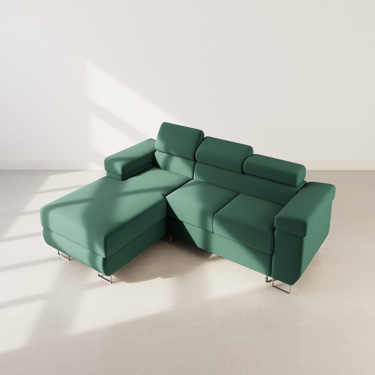 BEST MOBILIER Pablo - canapé d'angle gauche - 6 places - convertible avec coffre et têtières réglables - en velours