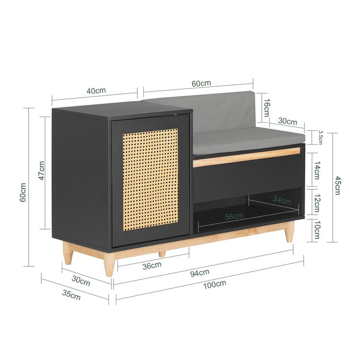 SOBUY SoBuy - Banc de Rangement à Chaussures avec Un Tiroir - Moderne - FSR128