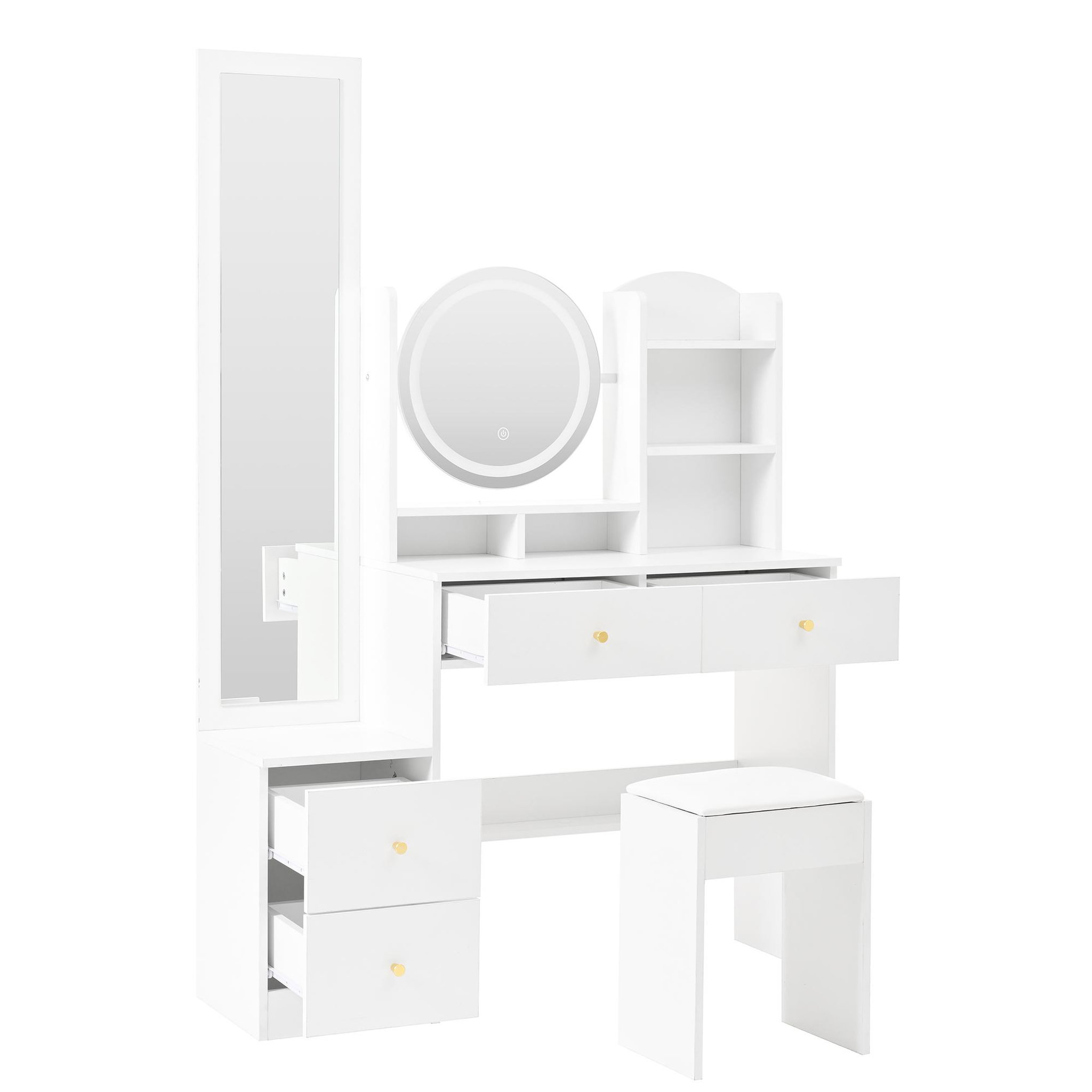 Voir la diapositive 5 : MERAX Coiffeuse coloris blanc panneaux de particules